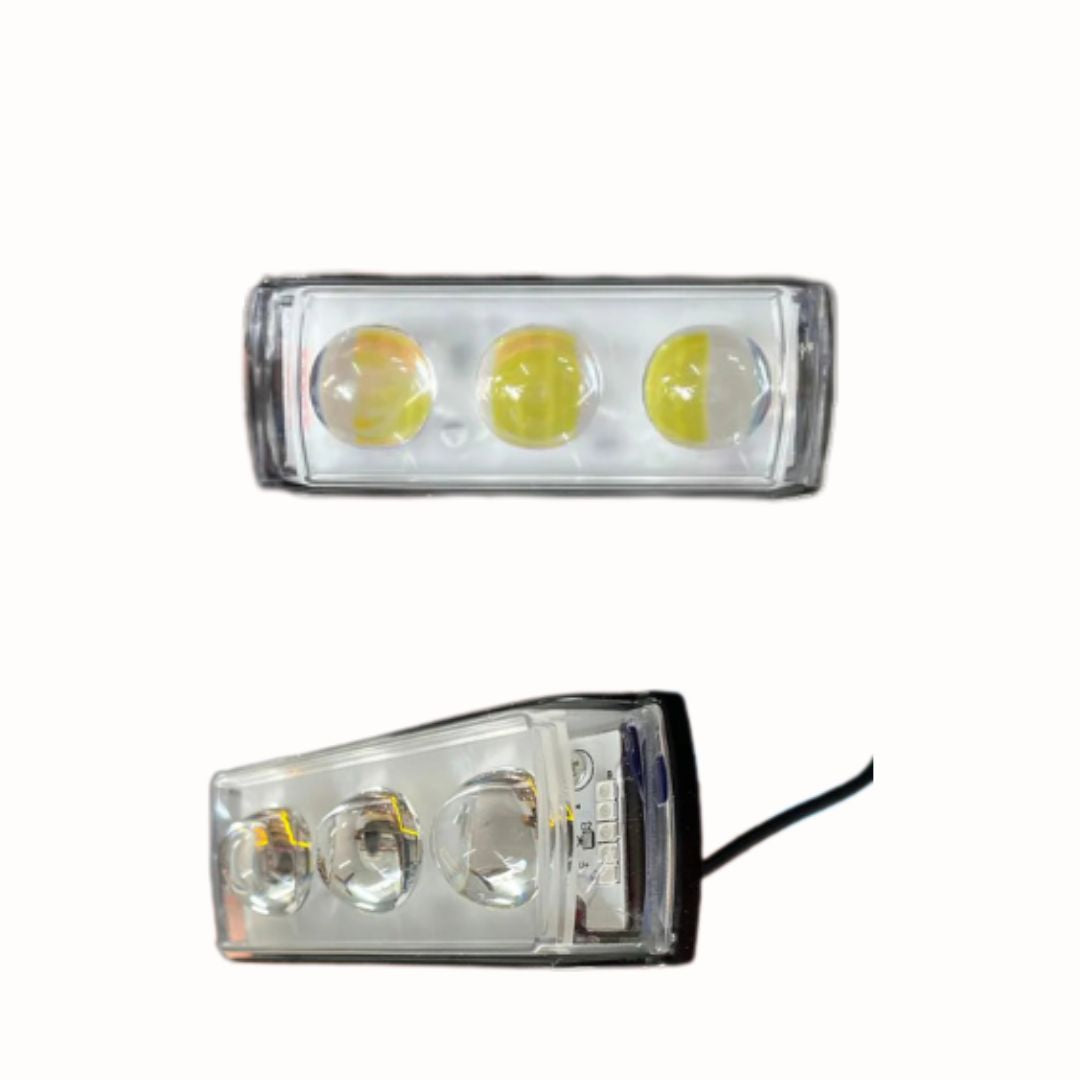 3-Lens LED Fog Light with Dolphin Fresher – Dual Color White & Yellow | Universal Fit