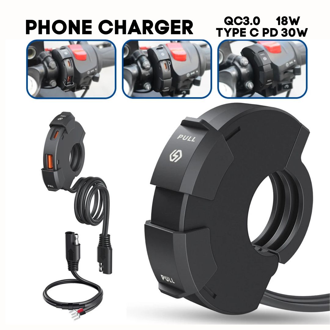 Motorcycle Faucet Type USB Charger Socket with QC 3.0 Fast Charging – Dual Port USB A+C
