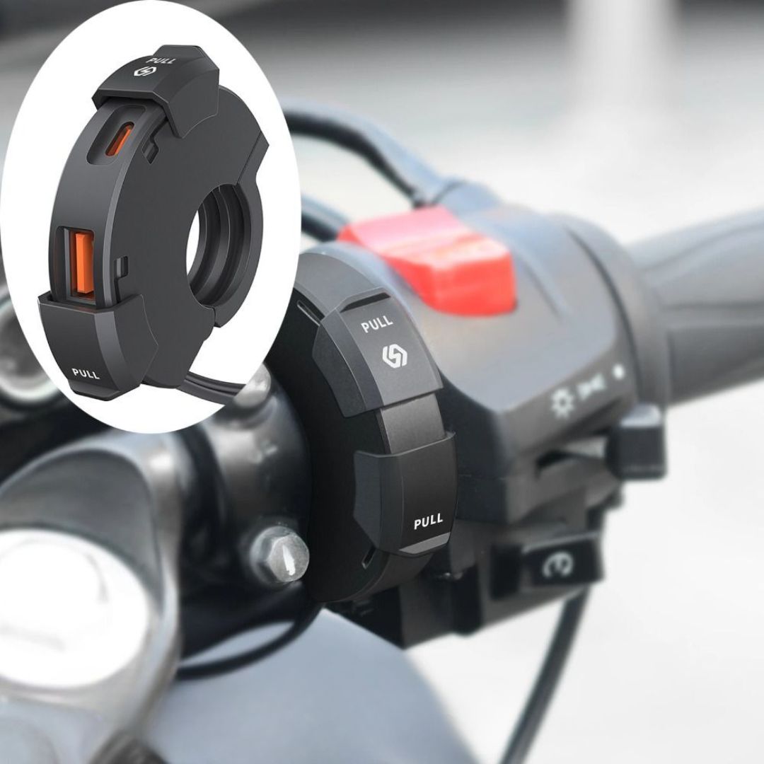 Motorcycle Faucet Type USB Charger Socket with QC 3.0 Fast Charging – Dual Port USB A+C