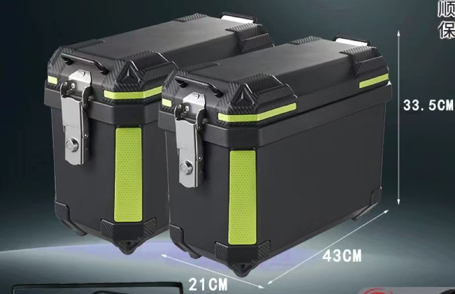 Universal Motorcycle ABS Plastic Back Side & Top Box 3 PCS Set With Metal Frame