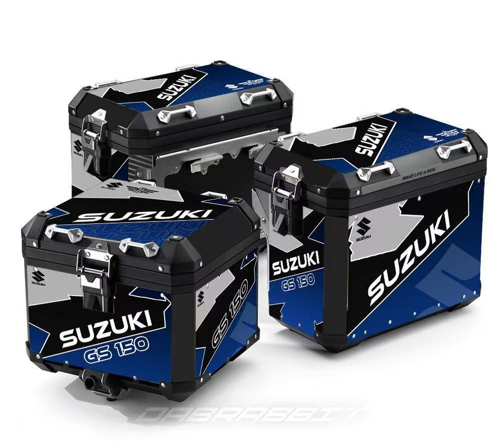 Universal Motorcycle ABS Plastic Back Side & Top Box 3 PCS Set With Metal Frame