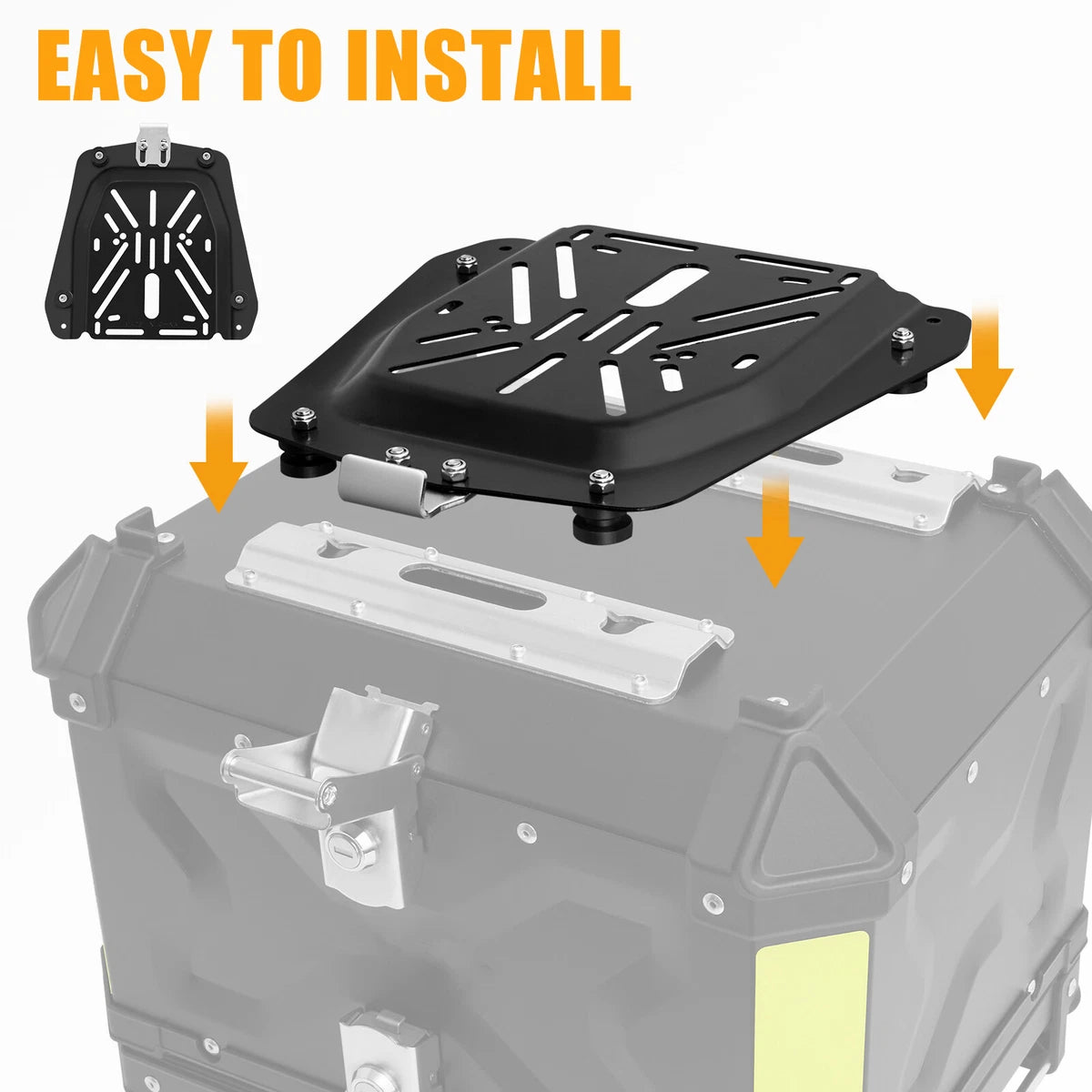 Universal Motorcycle Adventure Aluminum Top Box Black 45L Case Tail Box Luggage Fit Removeable Weather Control