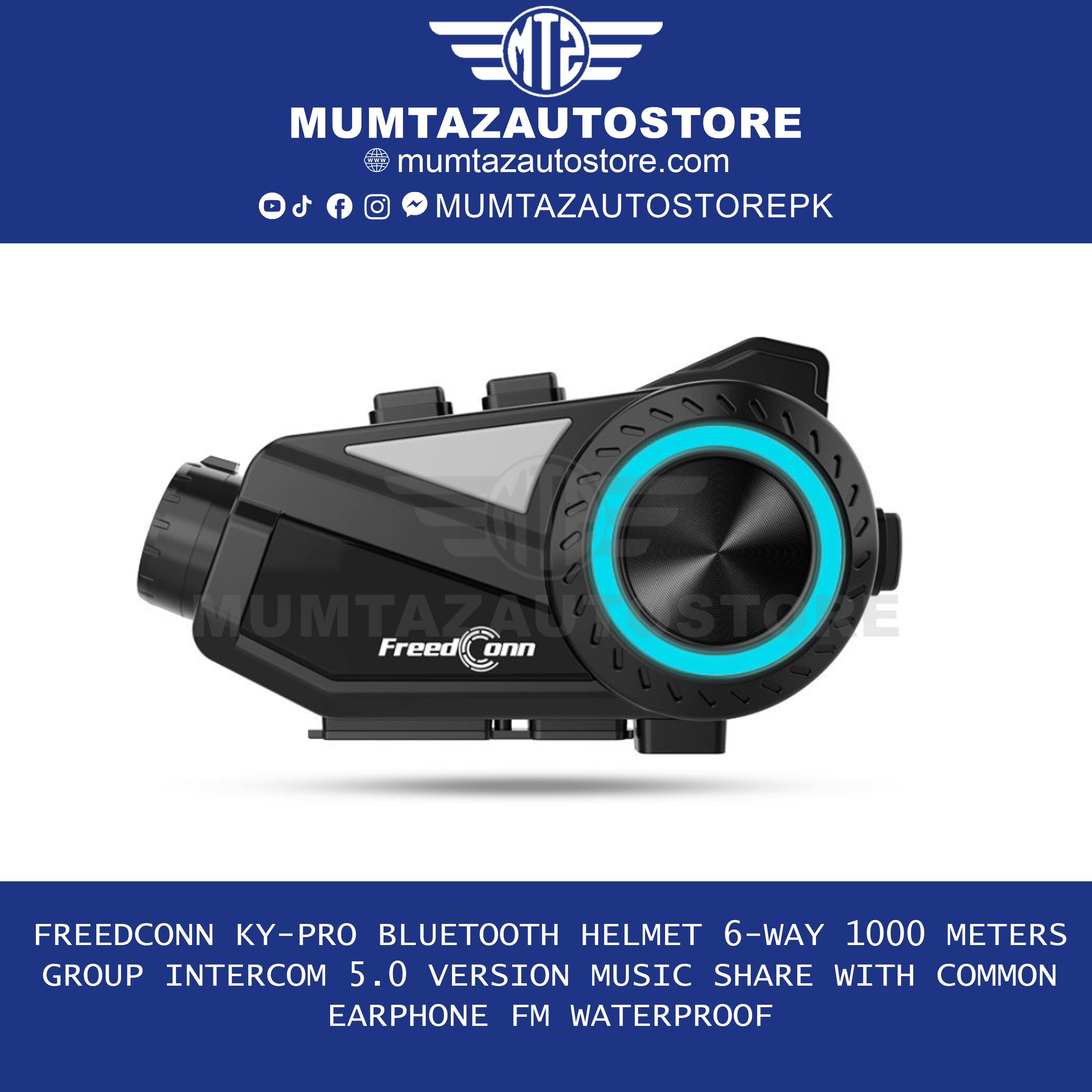 FreedConn R3 PRO Helmet Bluetooth Recorder Headset with 4 Million Dynamic Pixels and 5.1 Bluetooth 6-person 1000m Group Intercom