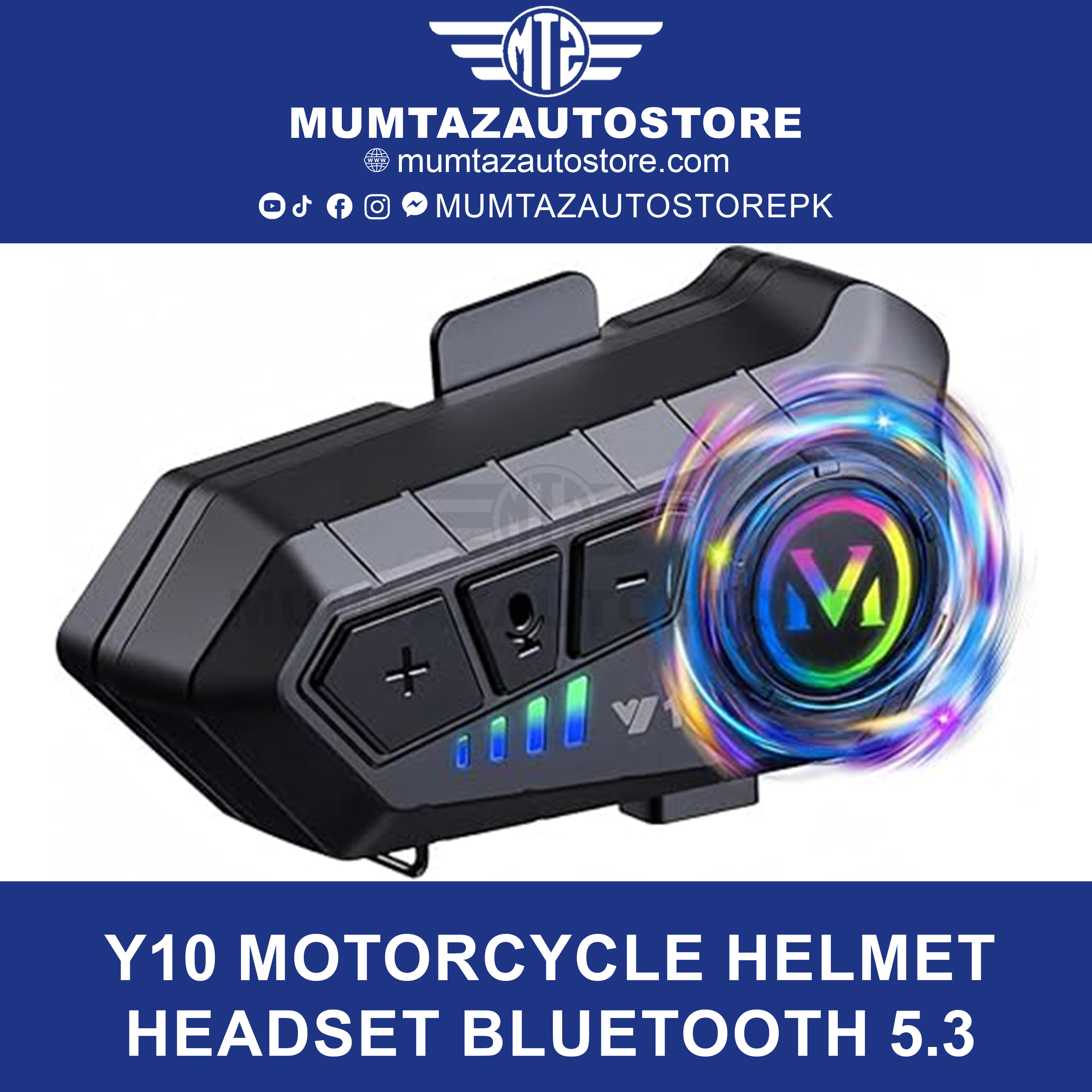 Y10 Motorcycle Helmet Headset Bluetooth 5.3 Motorcycle Wireless Hands-free Talking Headset Waterproof Motorcycle Earphone (Hard Mic)