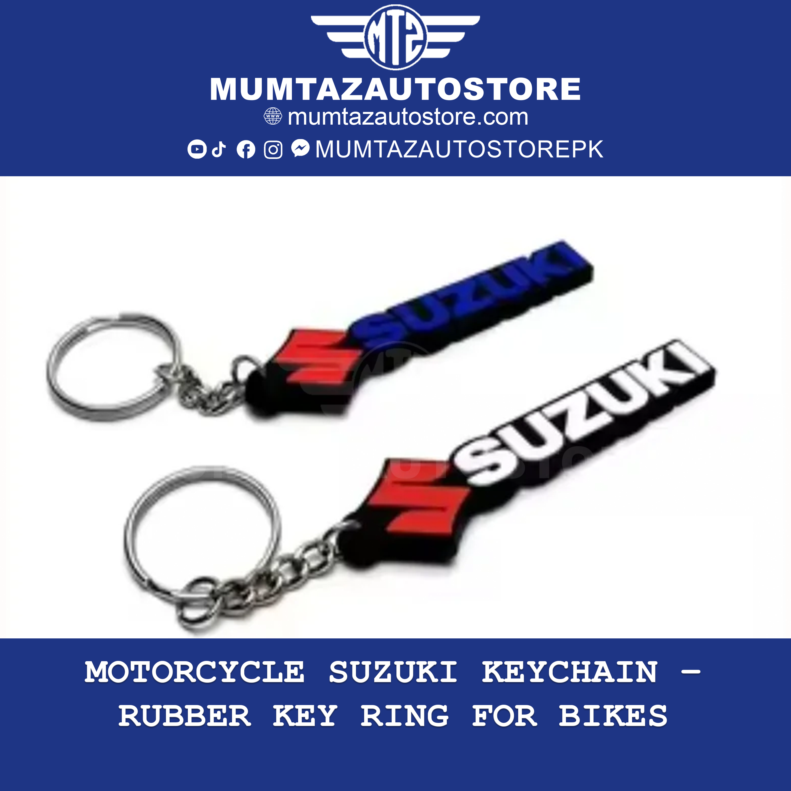 Motorcycle Suzuki Keychain – Rubber Key Ring for Bikes