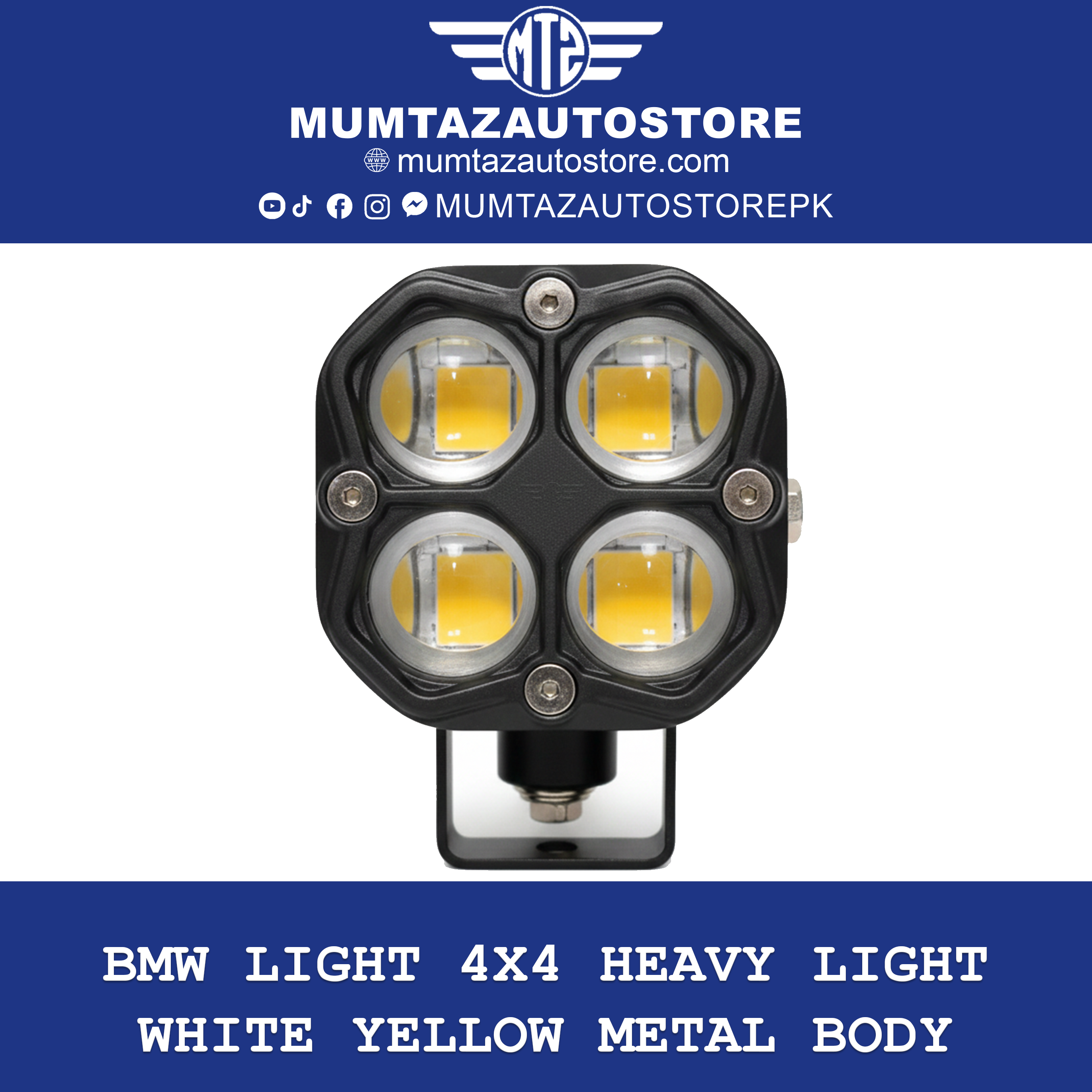 BMW 4x4 External LED Motorcycle Light – Metal Body, Waterproof