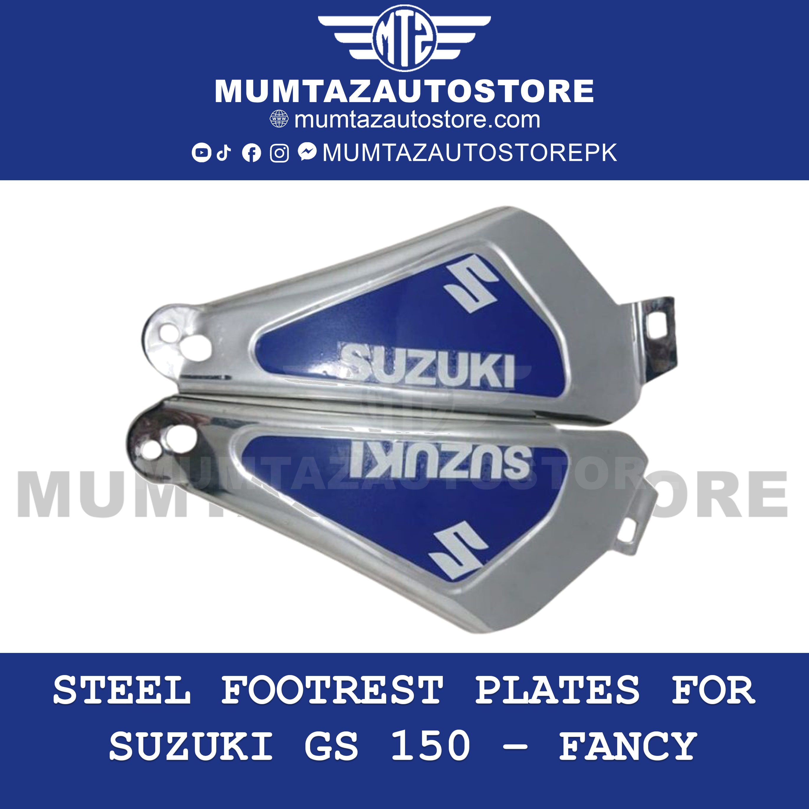 Steel Footrest Plates for Suzuki GS 150 – Fancy Design, Good Quality – Made in Pakistan