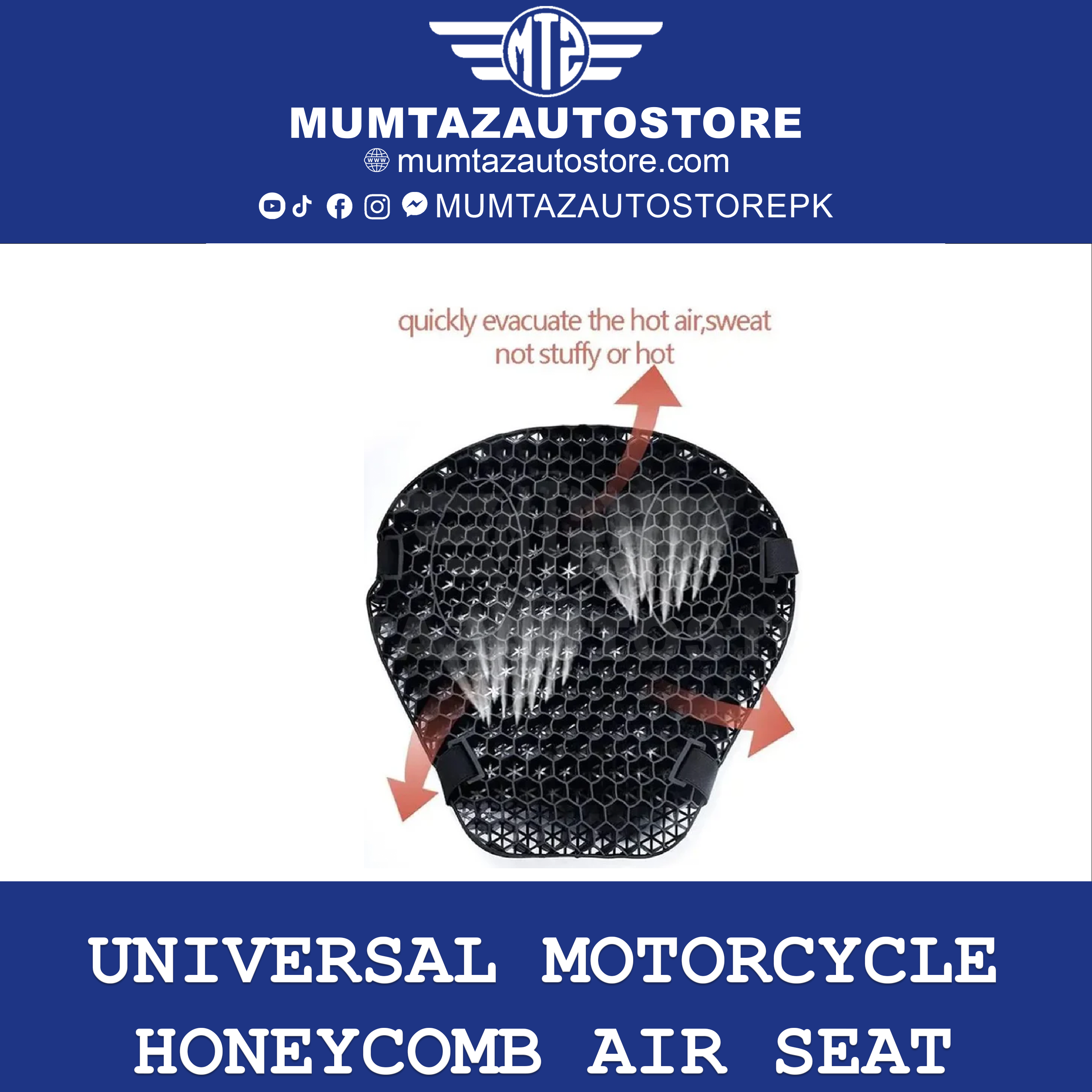 Universal Motorcycle Honeycomb Air Seat Cushion – Pressure Relief & Breathable Design