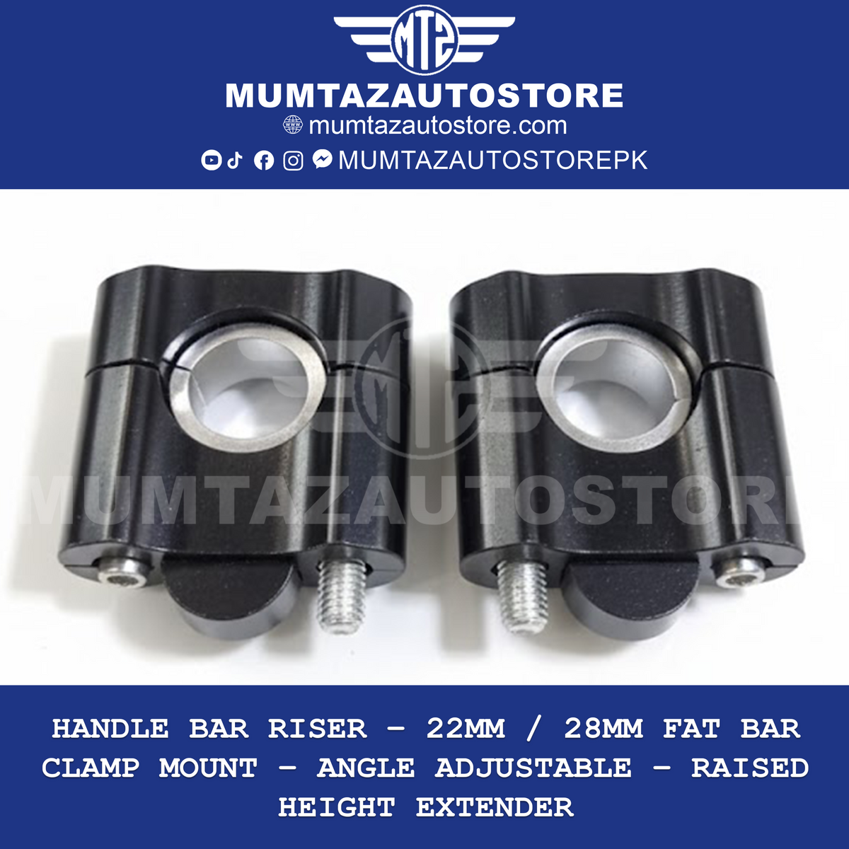 Handle Bar Riser – 22mm / 28mm Fat Bar Clamp Mount – Angle Adjustable ...