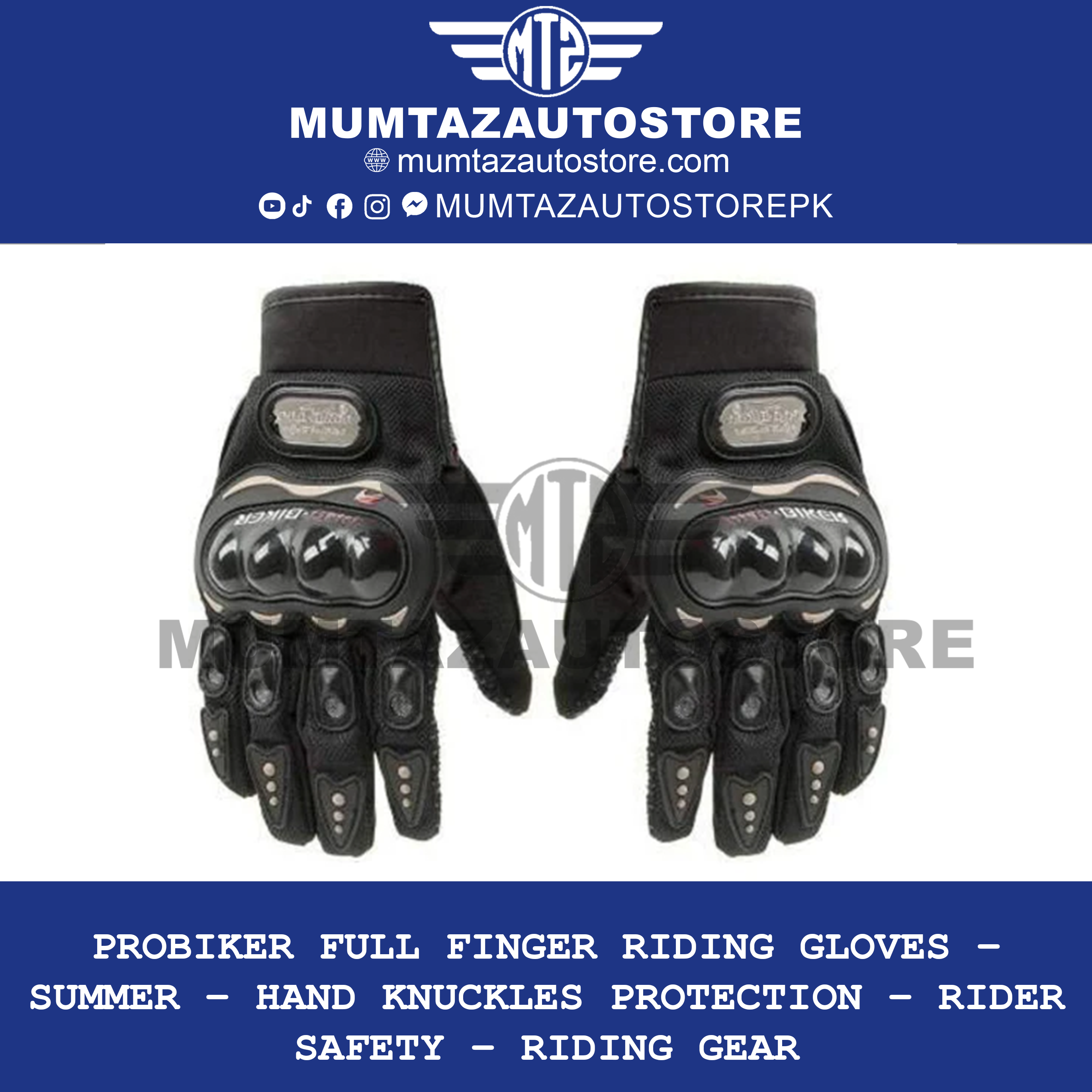 Probiker Full Finger Riding Gloves – Summer – Hand Knuckles Protection – Rider Safety – Riding Gear