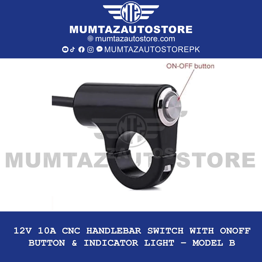 12V 10A CNC Handlebar Switch with ONOFF Button & Indicator Light – Model B
