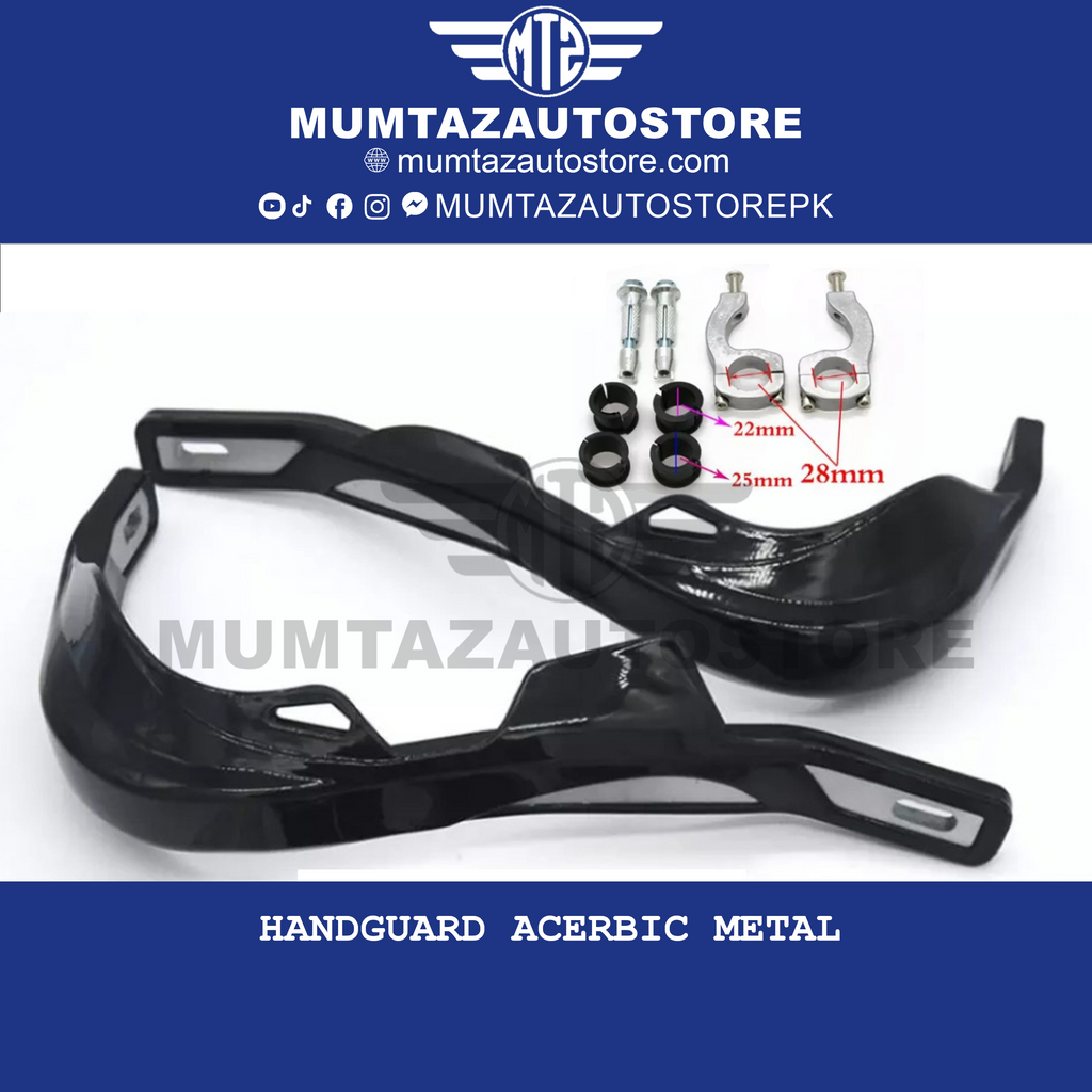 Universal Motorcycle Hand Guard – Windproof Handlebar Protector for 125cc+ Bikes – Black with Yellow Line