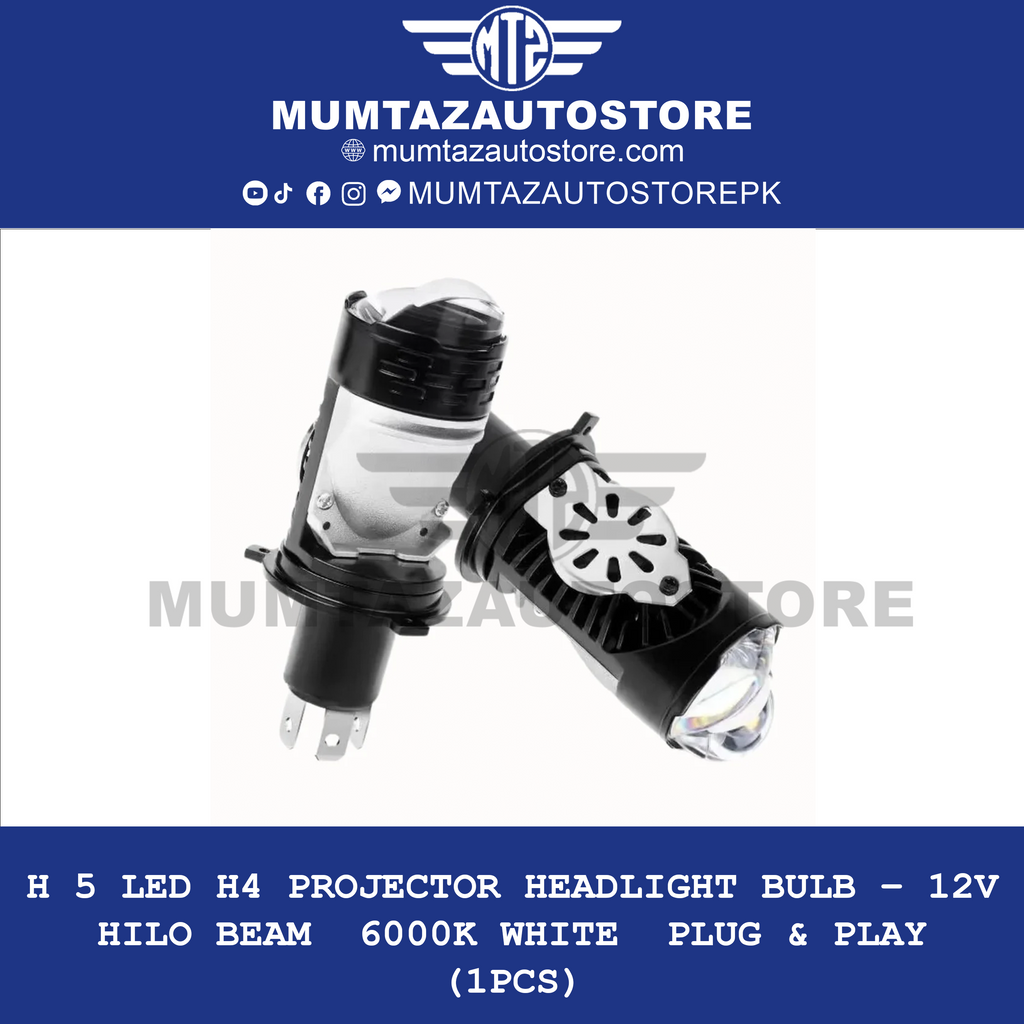 H50 LED H4 Projector Headlight Bulb – 12V Hi/Lo Beam | 6000K White | Plug & Play (1pcs)