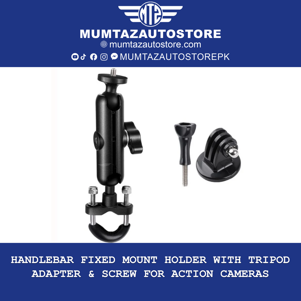 9cm Connecting Rod 20mm Ball Head Motorcycle Handlebar Fixed Mount Holder with Tripod Adapter & Screw for Action Cameras