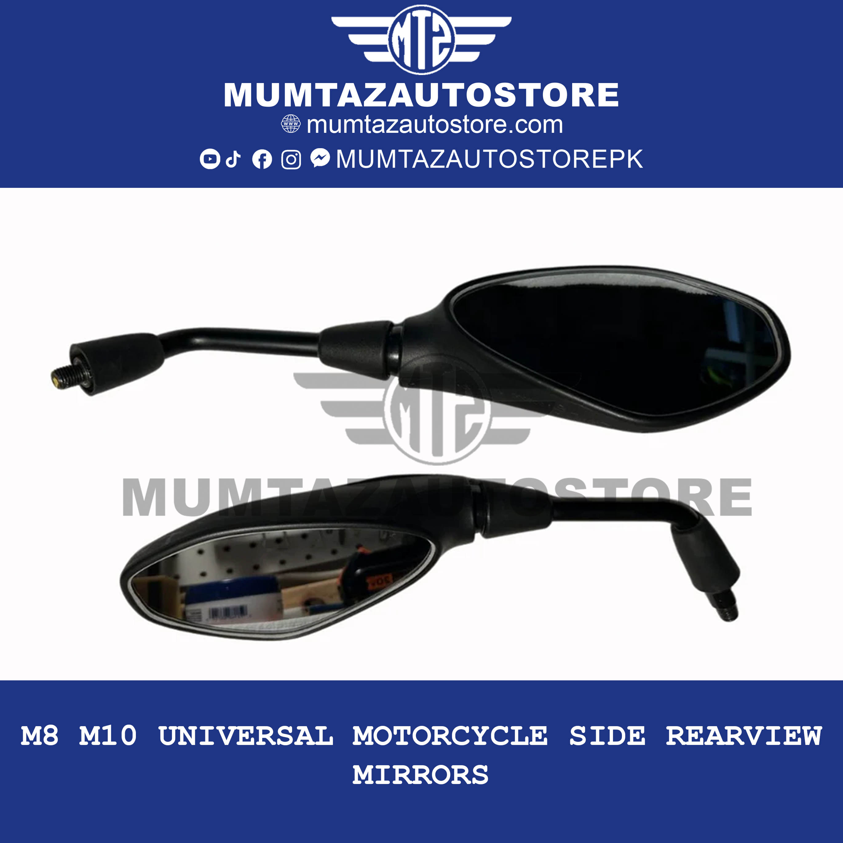 M8 M10 Universal Motorcycle Side Rearview Mirrors