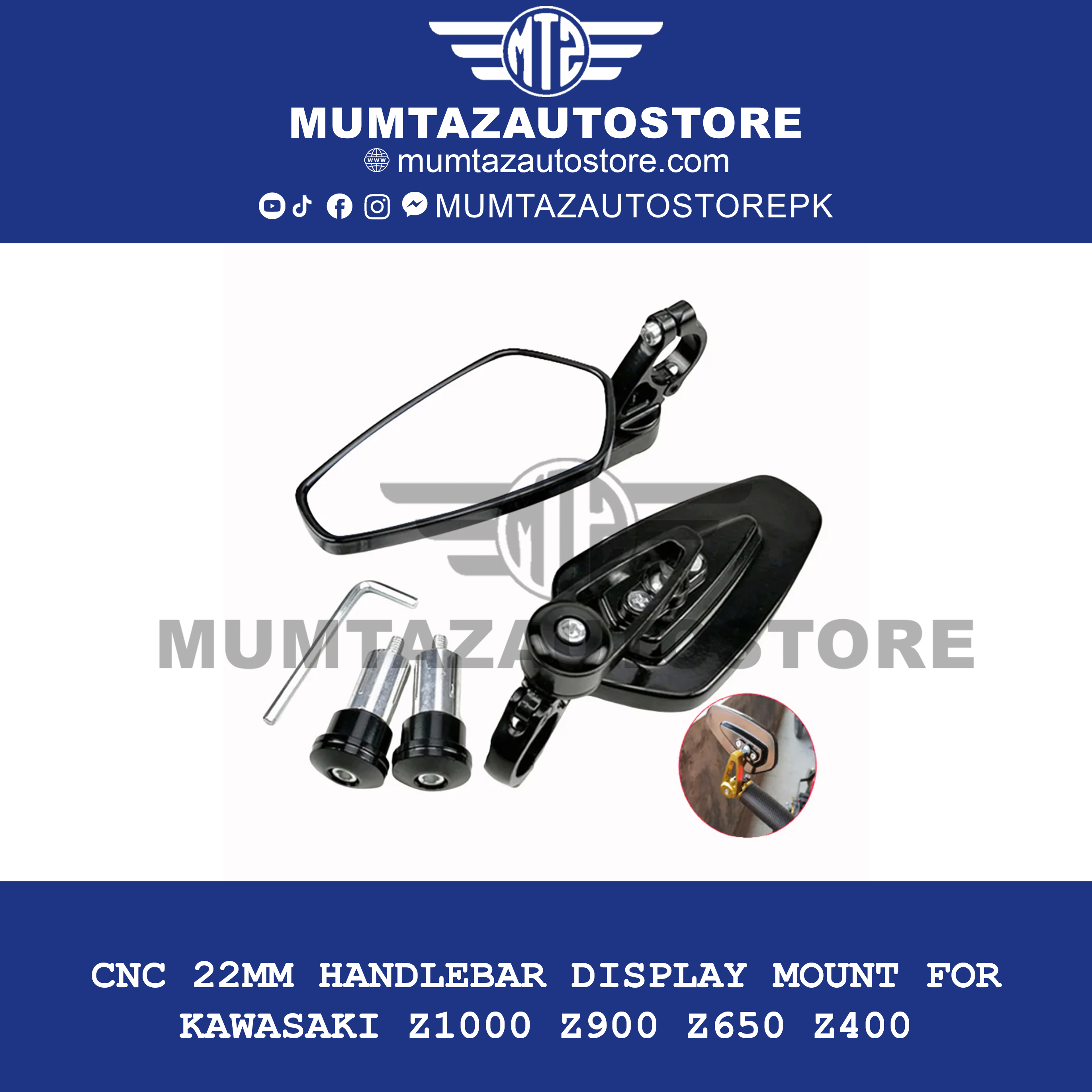 CNC 22mm Handlebar Display Mount for Kawasaki Z1000 Z900 Z650 Z400