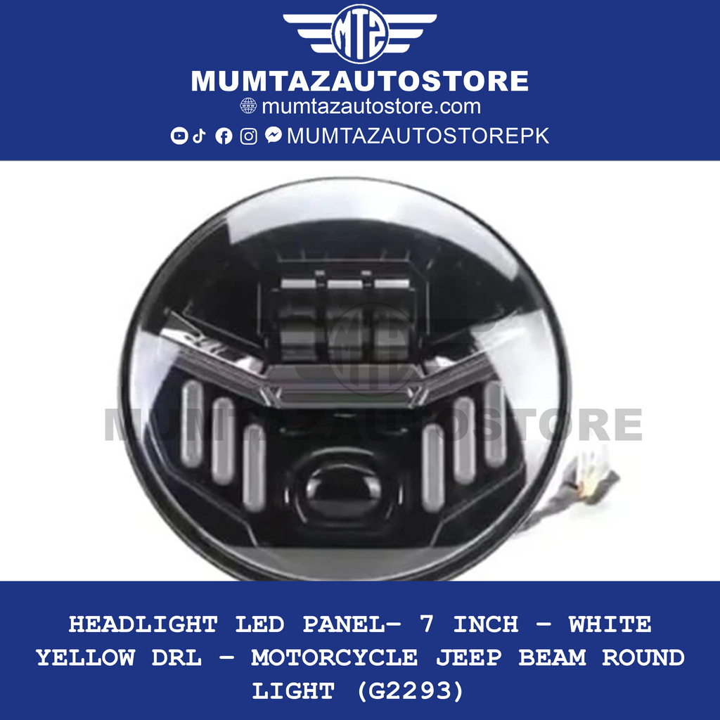 Headlight LED Panel– 7 Inch – White Yellow DRL – Motorcycle Jeep Beam Round Light (G2293)
