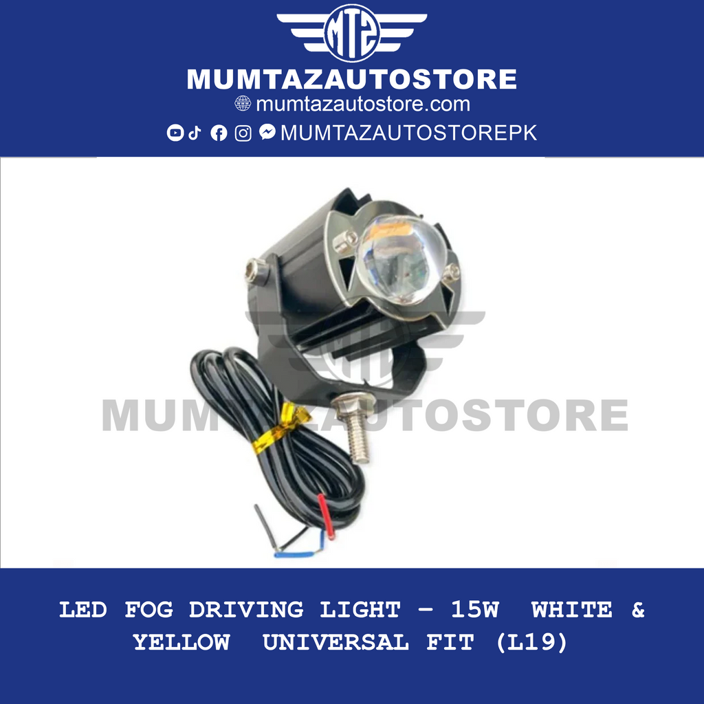 LED Fog Driving Light – 15W | White & Yellow | Universal Fit (L19)