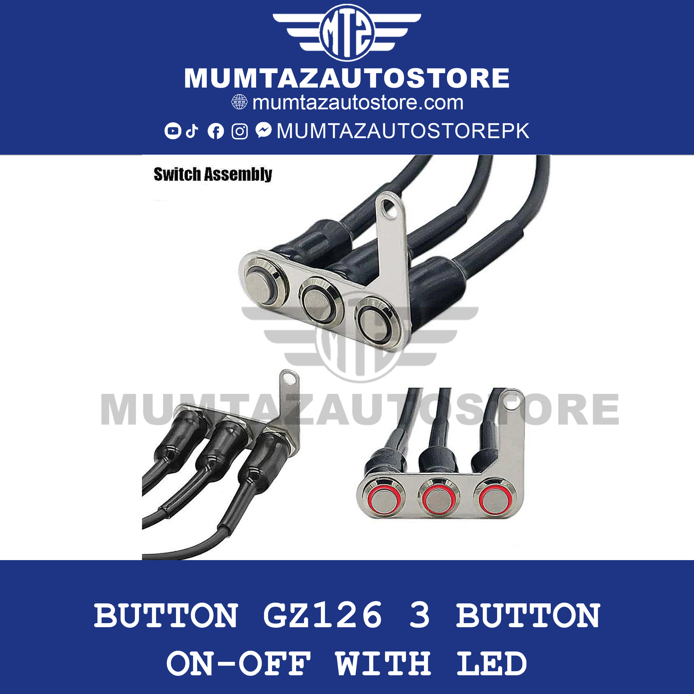 Button GZ126 3 button on-off with led