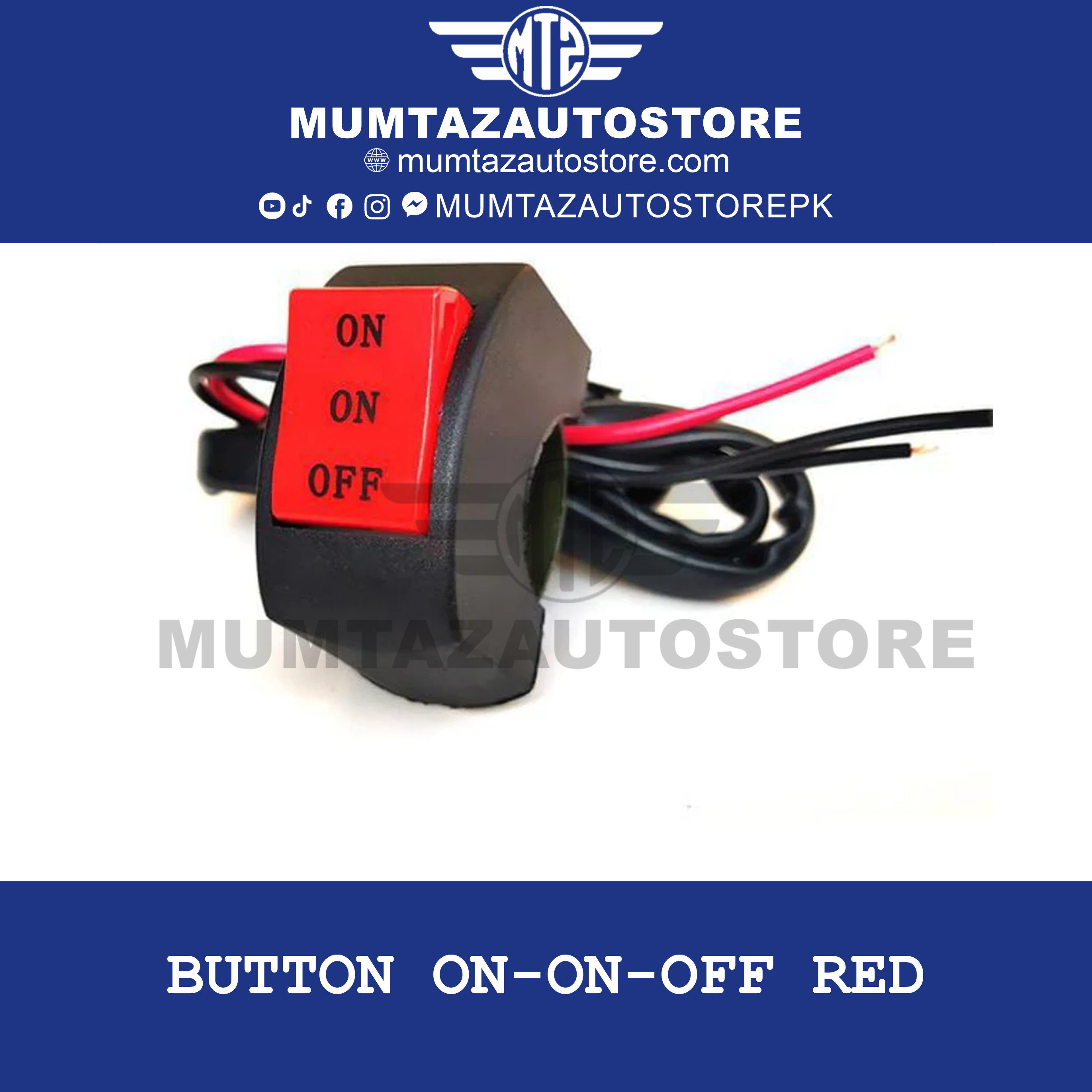 Button on/on/off Red