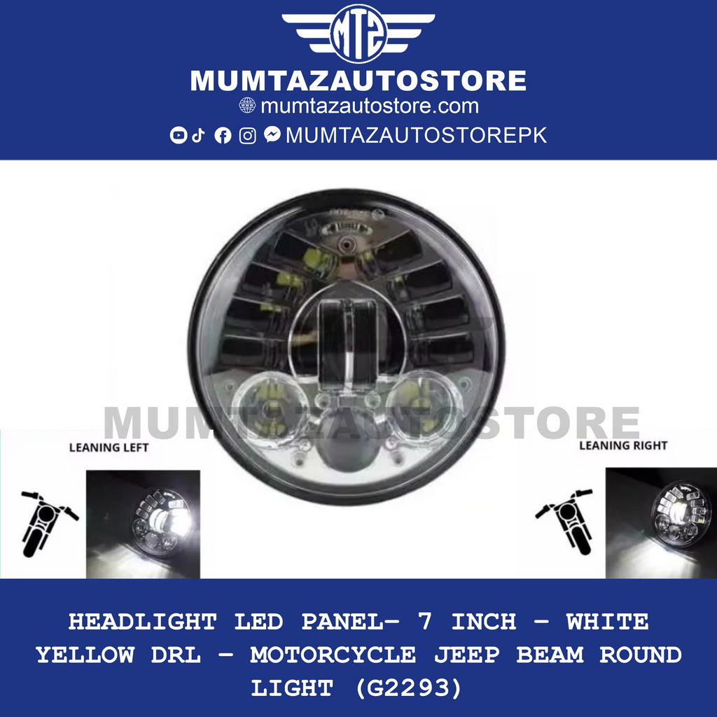 Headlight Panel H23 – 7 Inch – High Low Beam – White DRL Yellow Blinkers Turn Signals – Motorcycle (G1467)