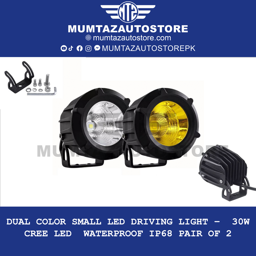 Dual Color Small LED Driving Light – | 30W CREE LED | Waterproof IP68 Pair of 2