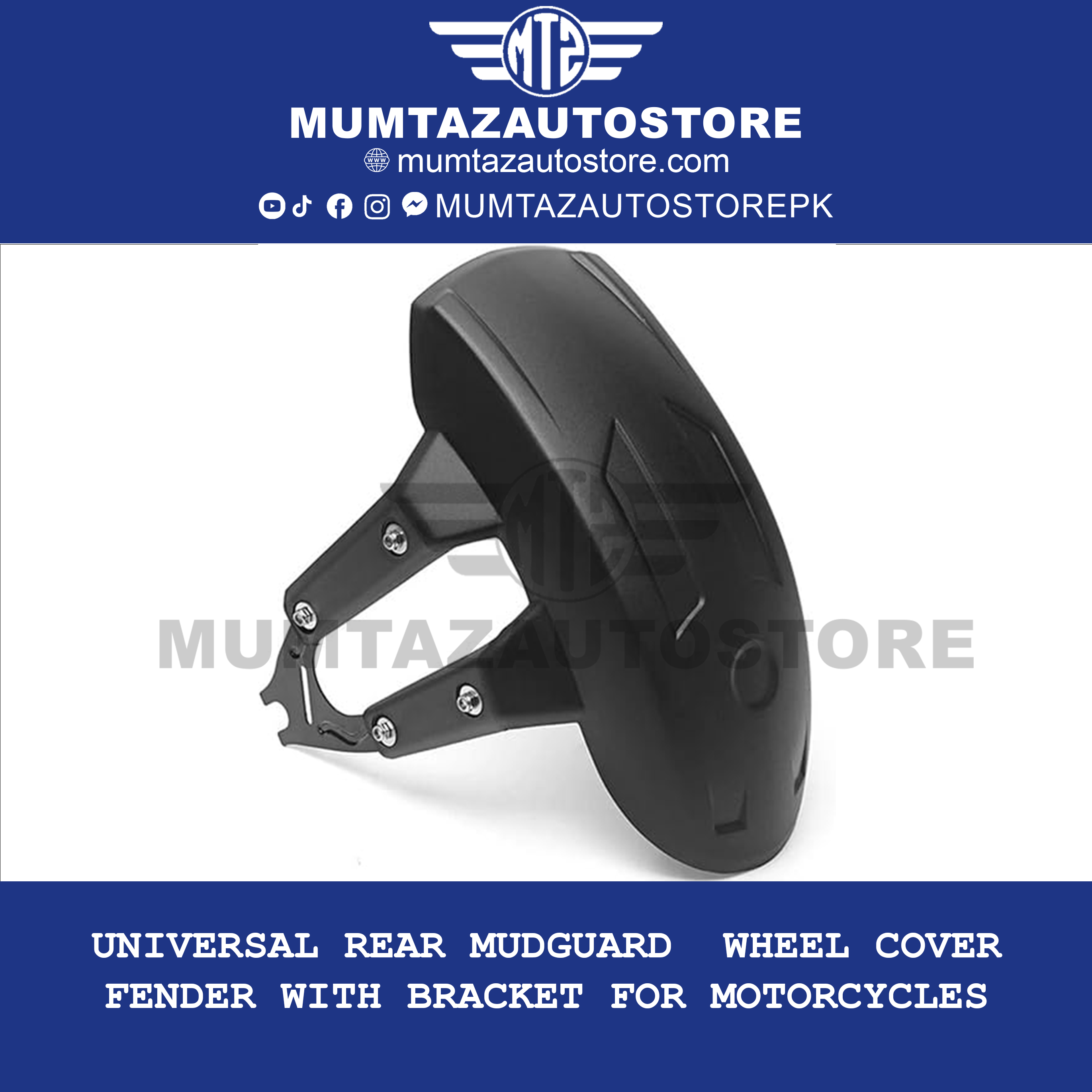Universal Rear Mudguard / Wheel Cover Fender with Bracket for Motorcycles