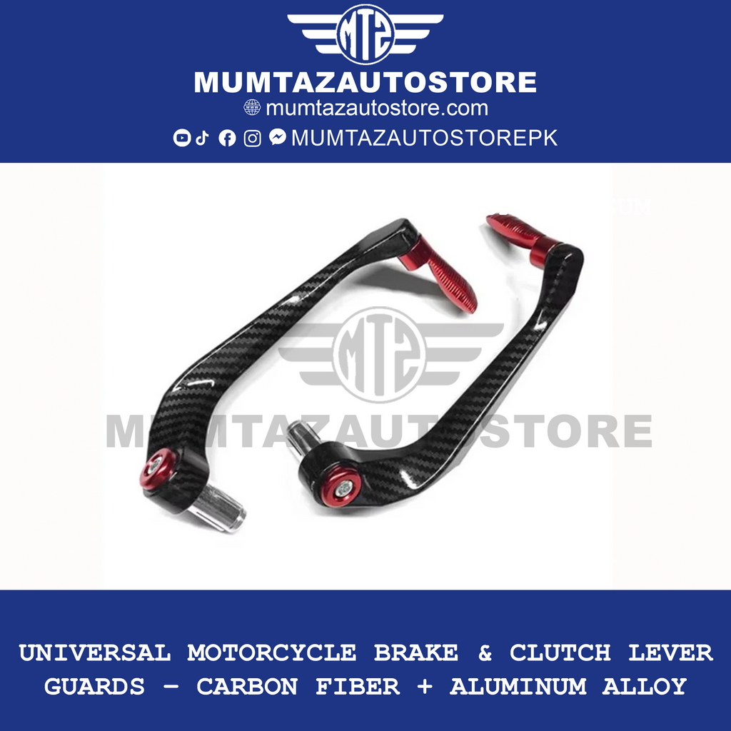 Universal Motorcycle Brake & Clutch Lever Guards – Carbon Fiber + Aluminum Alloy