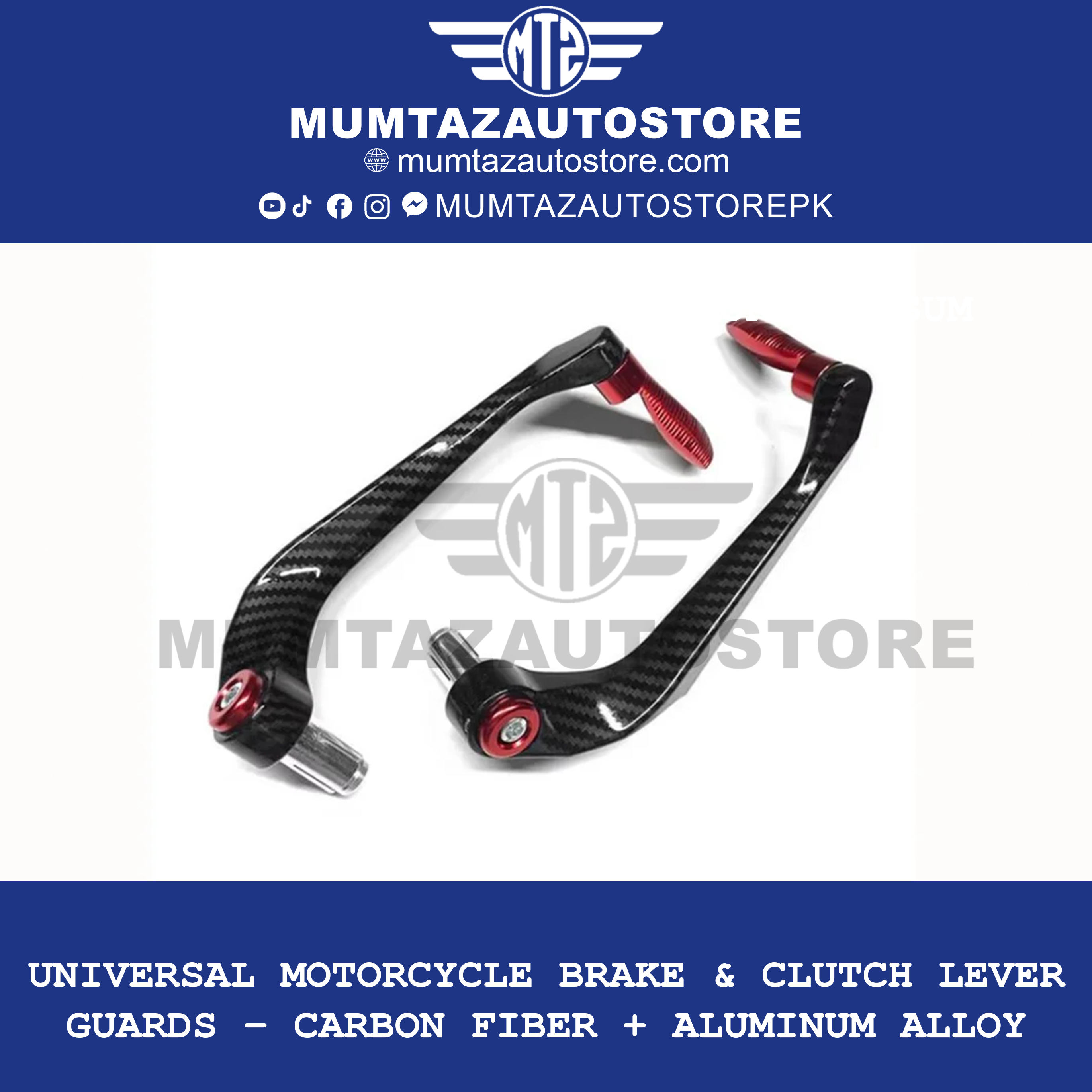 Universal Motorcycle Brake & Clutch Lever Guards – Carbon Fiber + Aluminum Alloy