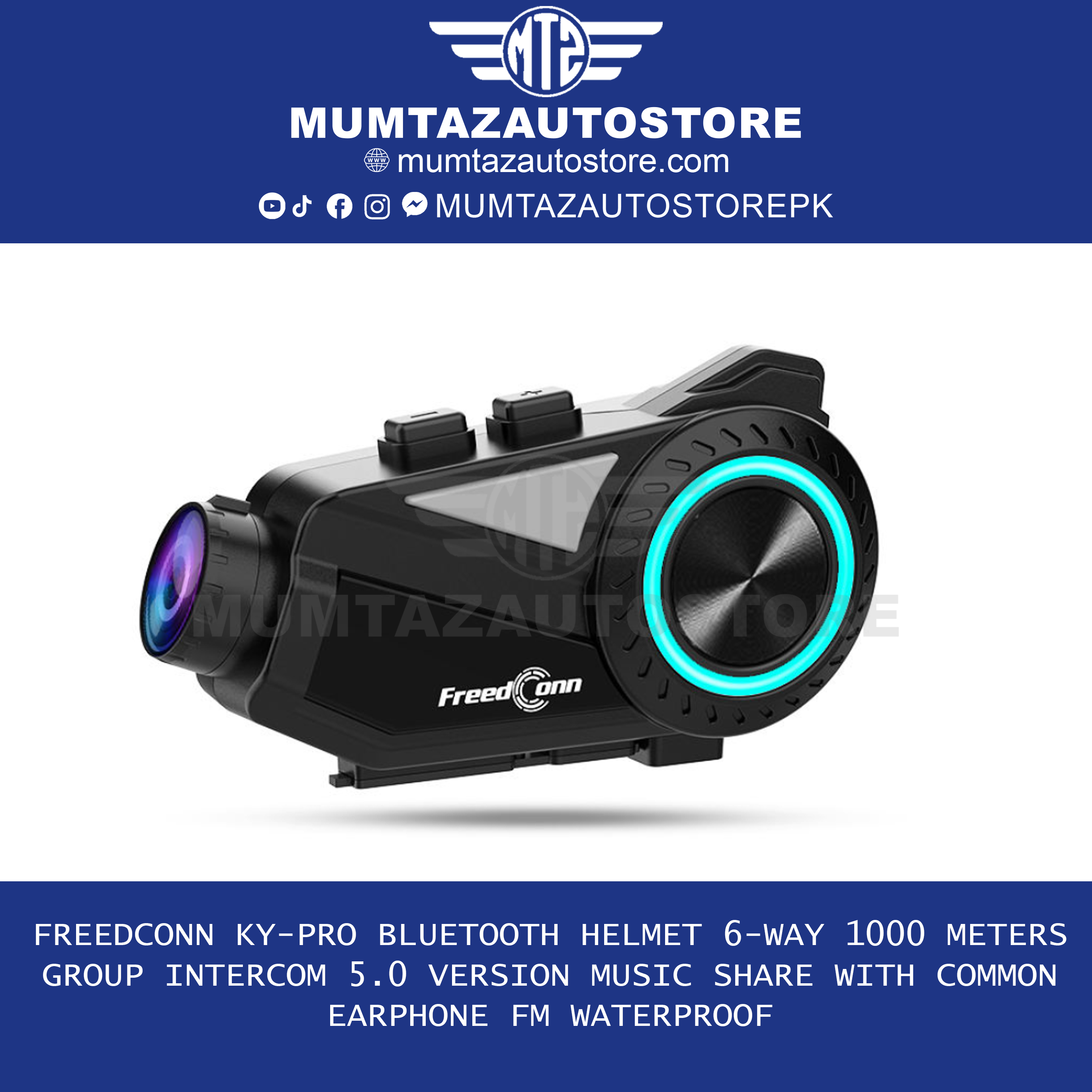 FreedConn R3 PRO Helmet Bluetooth Recorder Headset with 4 Million Dynamic Pixels and 5.1 Bluetooth 6-person 1000m Group Intercom