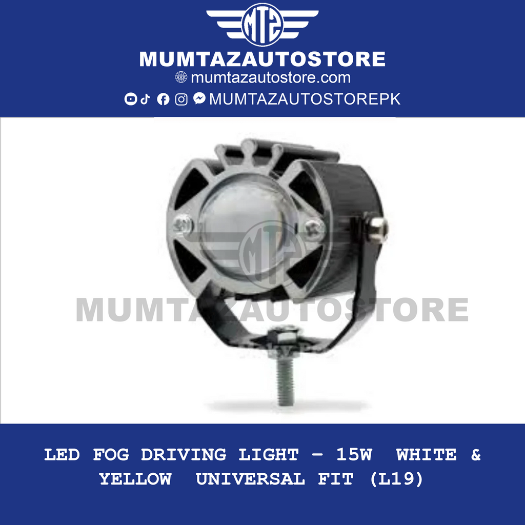 LED Fog Driving Light – 15W | White & Yellow | Universal Fit (L19)