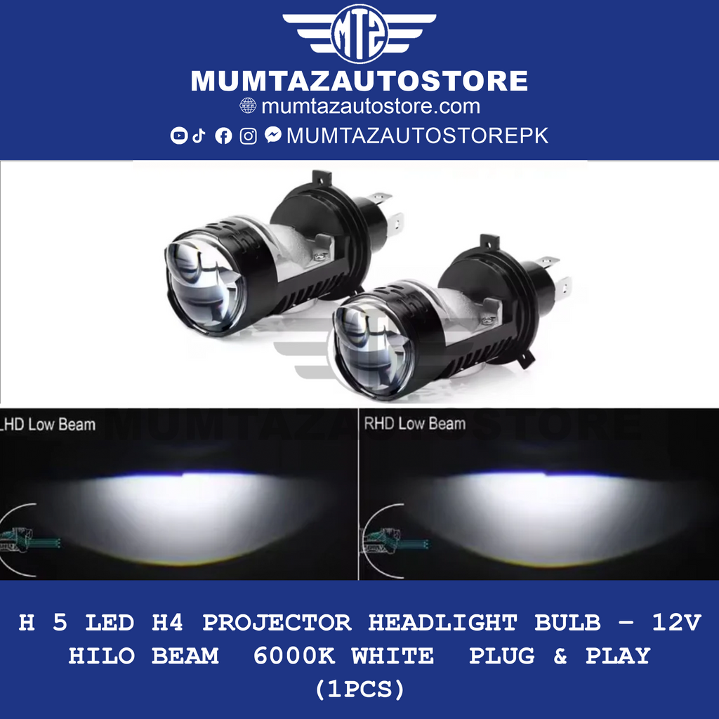 H50 LED H4 Projector Headlight Bulb – 12V Hi/Lo Beam | 6000K White | Plug & Play (1pcs)