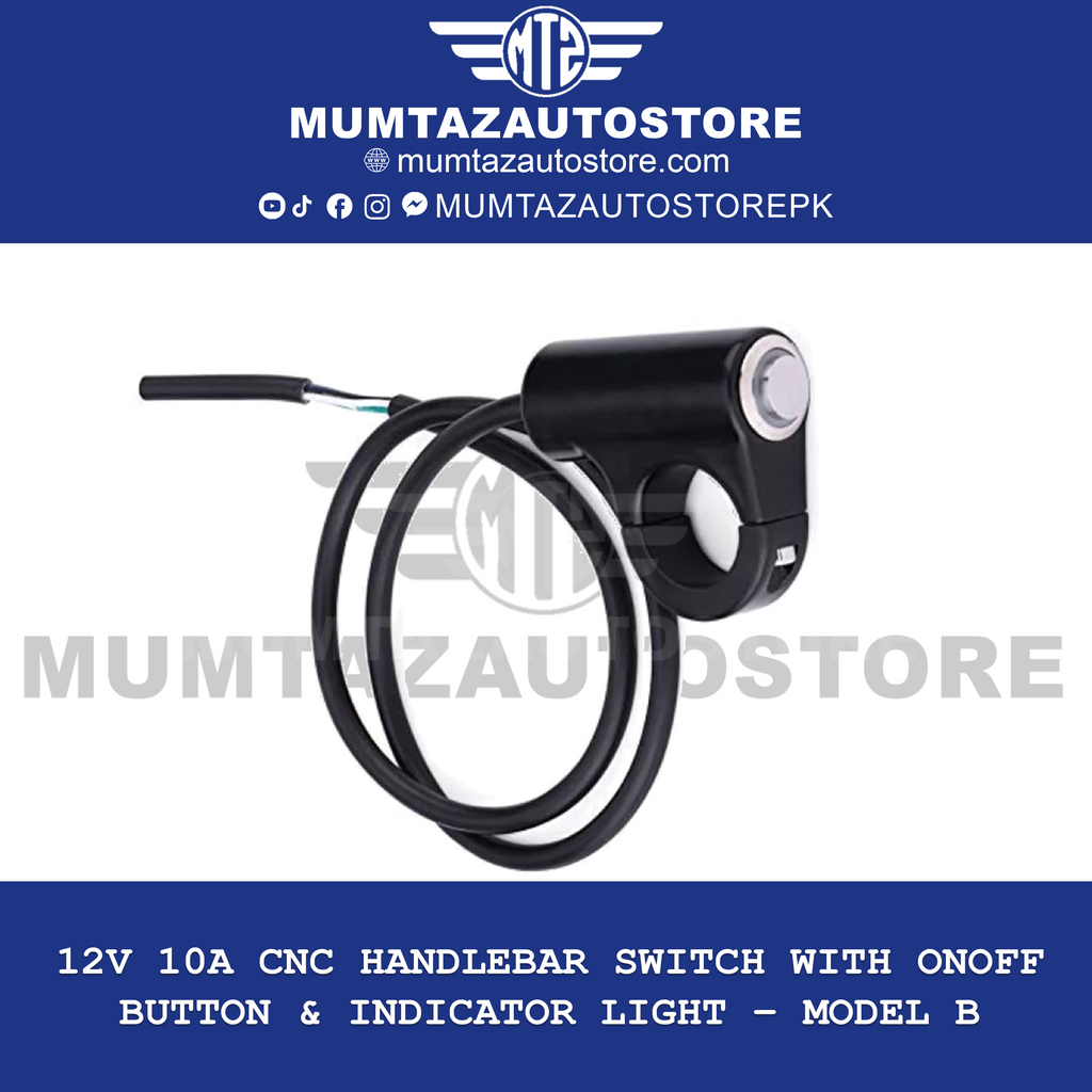 12V 10A CNC Handlebar Switch with ONOFF Button & Indicator Light – Model B