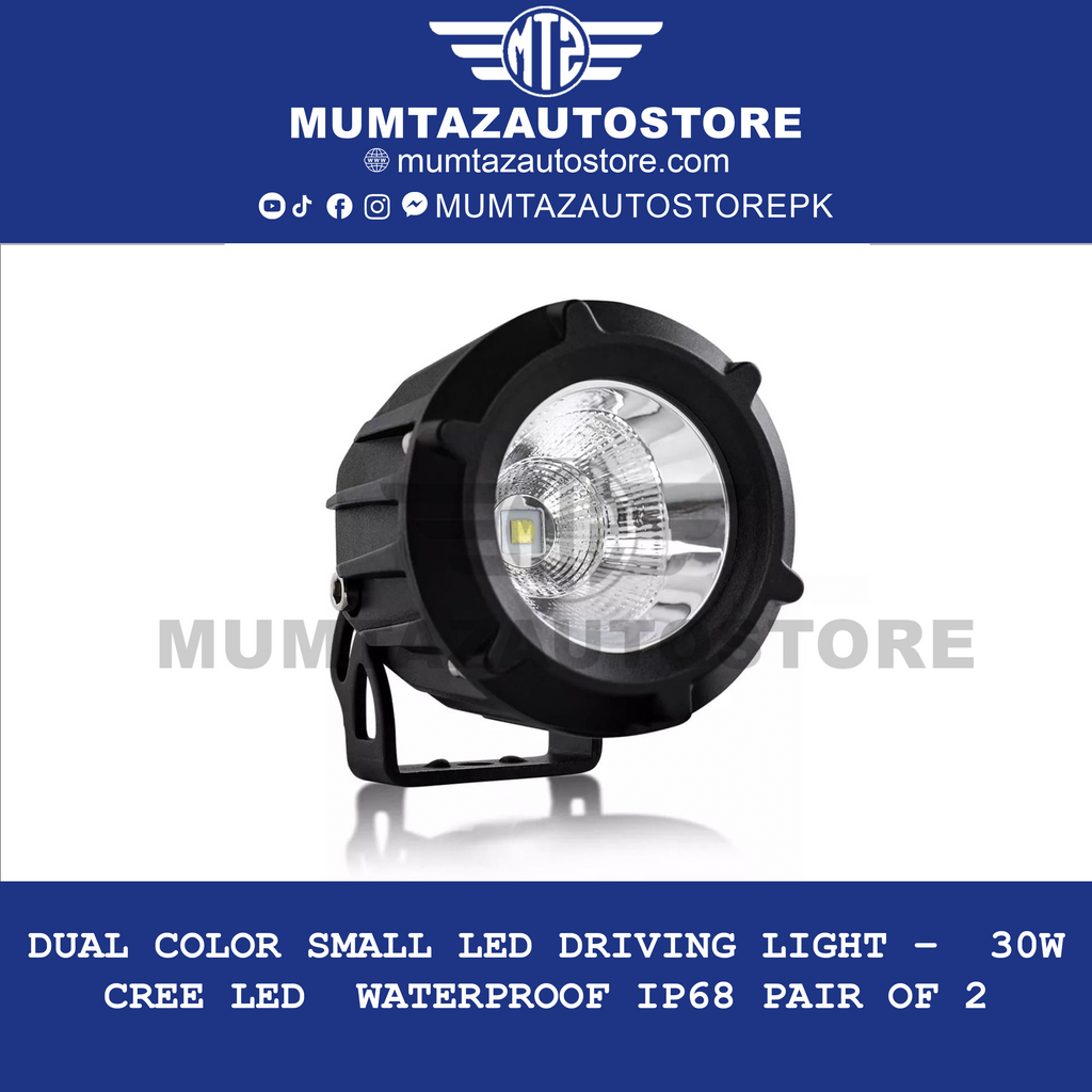 Dual Color Small LED Driving Light – | 30W CREE LED | Waterproof IP68 Pair of 2
