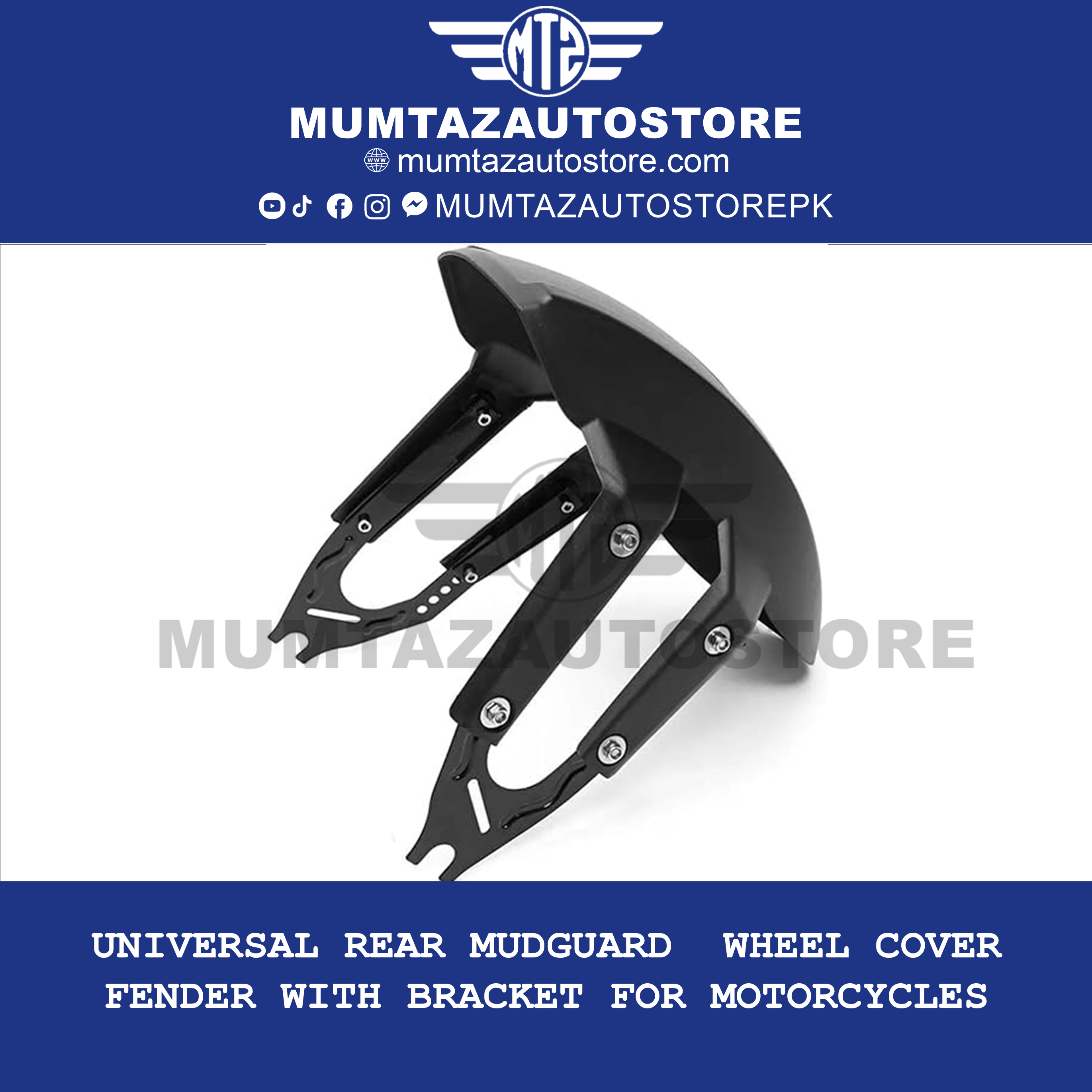 Universal Rear Mudguard / Wheel Cover Fender with Bracket for Motorcycles