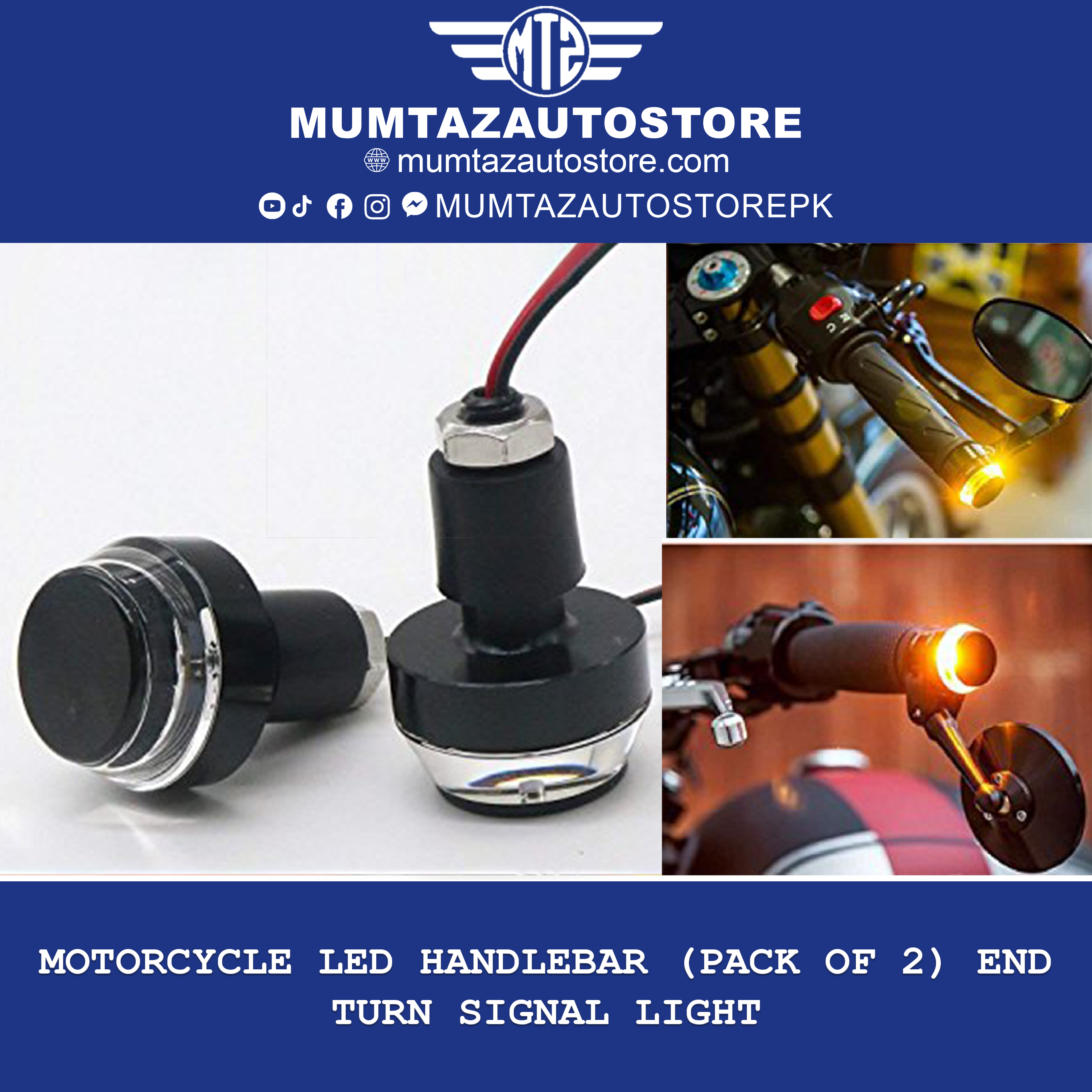 Motorcycle LED Handlebar (Pack of 2) End Turn Signal Light / 2PCS DC 12V LED Bar End Light Handlebar Indicator / Light Blinker Handle Bar Grip / End Light