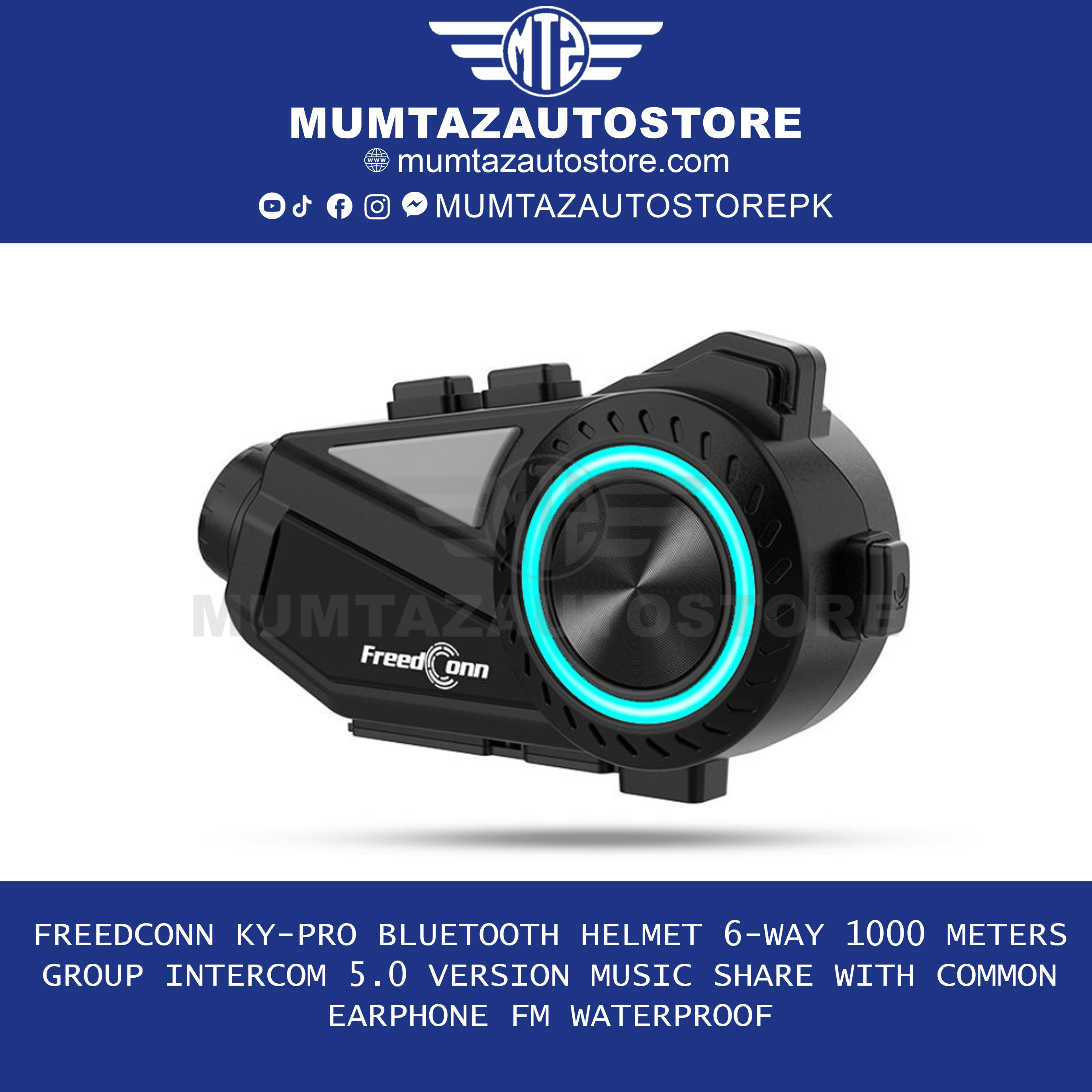 FreedConn R3 PRO Helmet Bluetooth Recorder Headset with 4 Million Dynamic Pixels and 5.1 Bluetooth 6-person 1000m Group Intercom