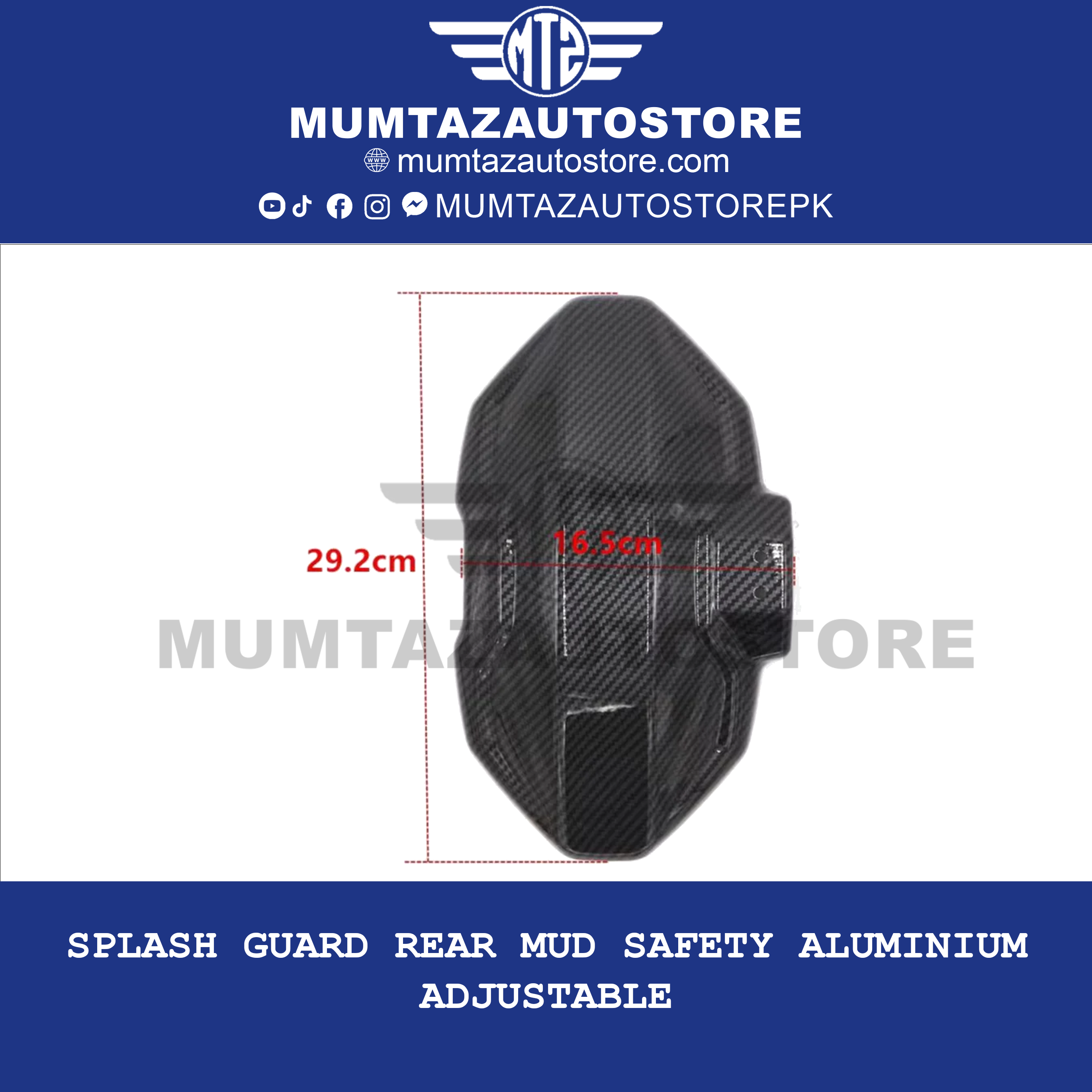 Splash Guard Rear Mud Safety Aluminium Adjustable