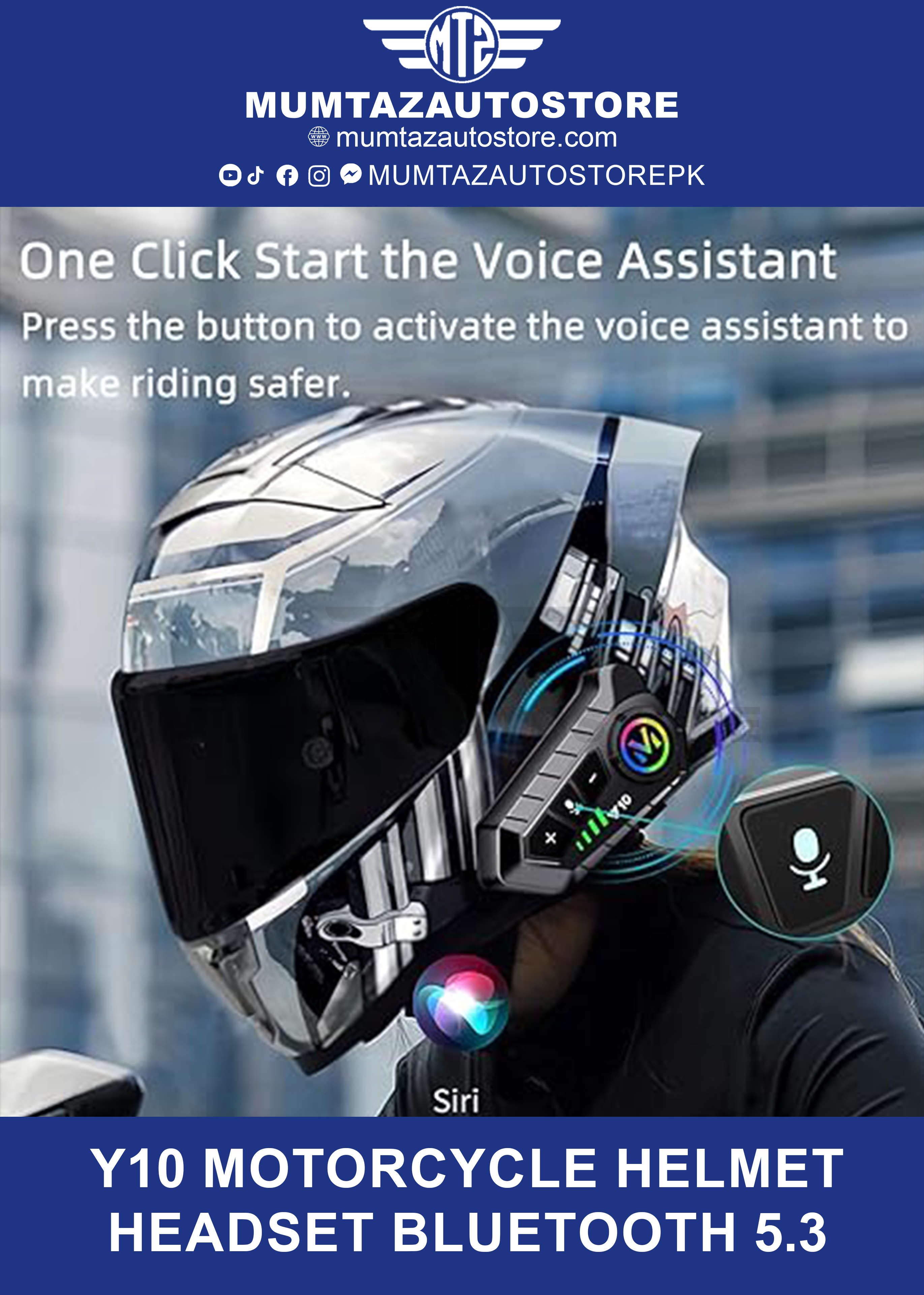 Y10 Motorcycle Helmet Headset Bluetooth 5.3 Motorcycle Wireless Hands-free Talking Headset Waterproof Motorcycle Earphone (Hard Mic)