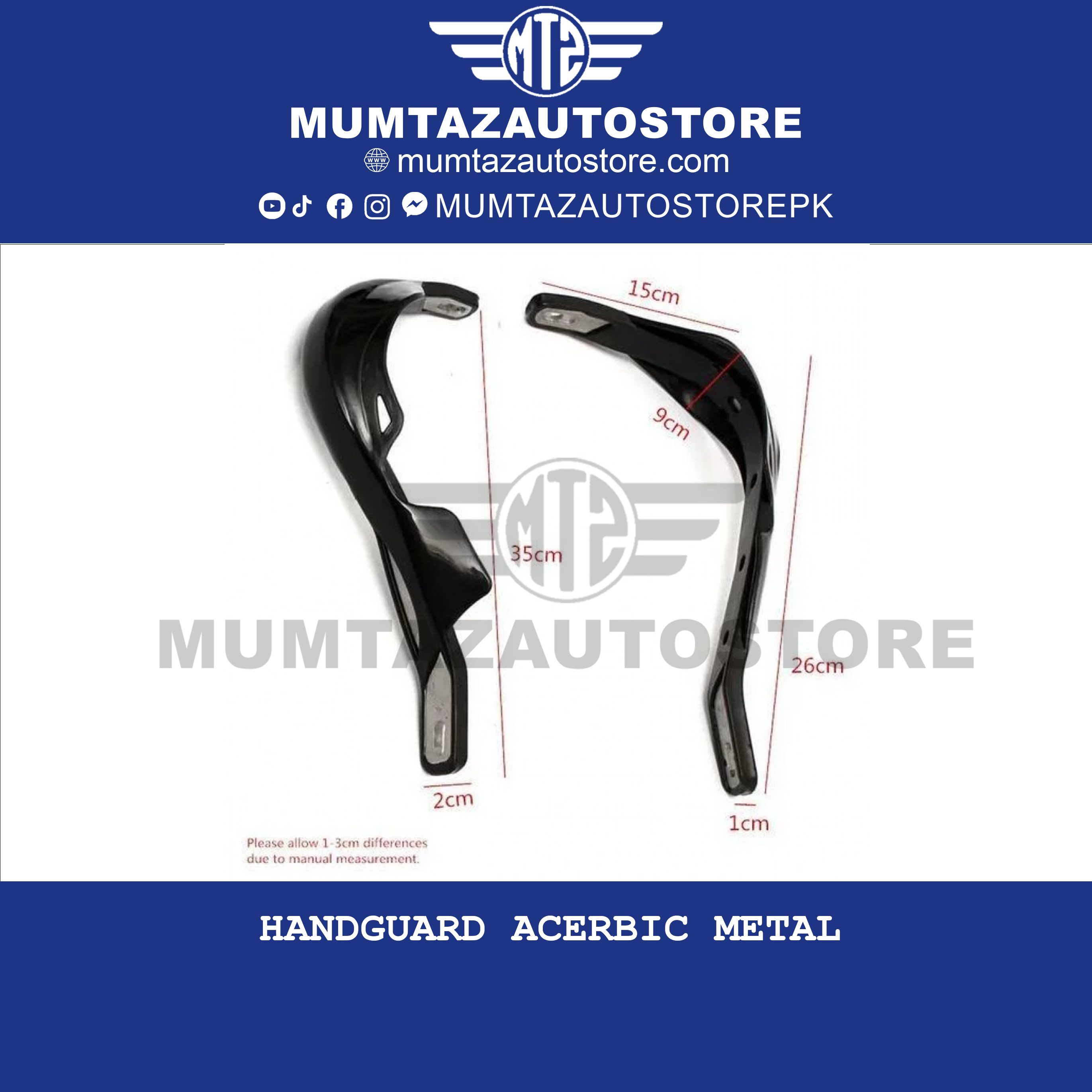 Universal Motorcycle Hand Guard – Windproof Handlebar Protector for 125cc+ Bikes – Black with Yellow Line