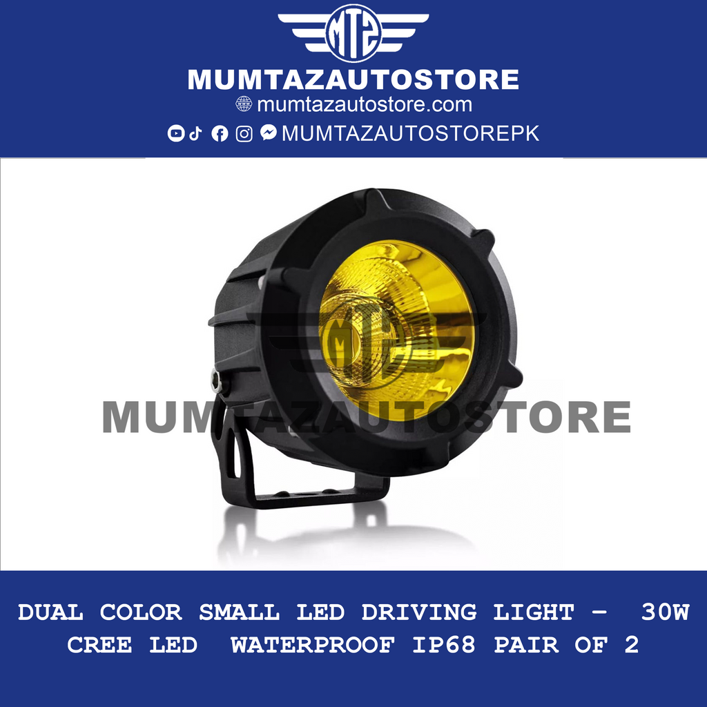Dual Color Small LED Driving Light – | 30W CREE LED | Waterproof IP68 Pair of 2