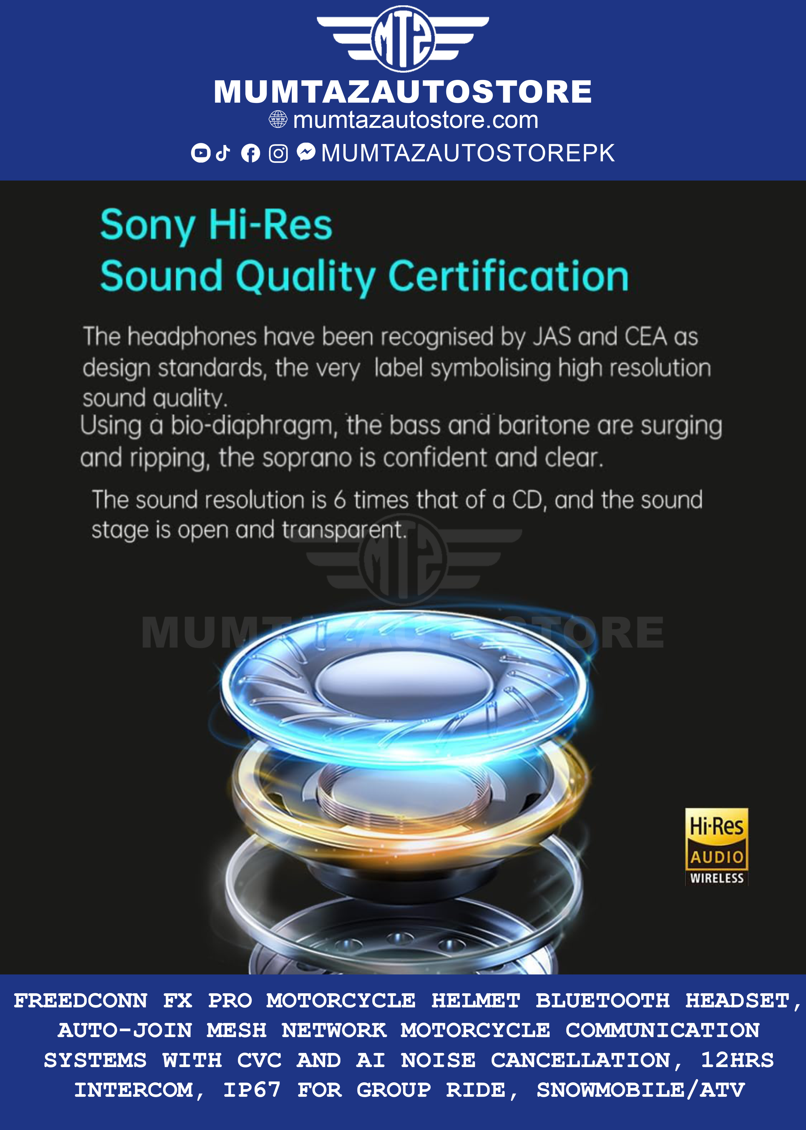 FreedConn FX PRO Motorcycle Helmet Bluetooth Headset, Auto-Join Mesh Network Motorcycle Communication Systems with CVC and AI Noise Cancellation, 12Hrs Intercom, IP67 for Group Ride, Snowmobile/ATV