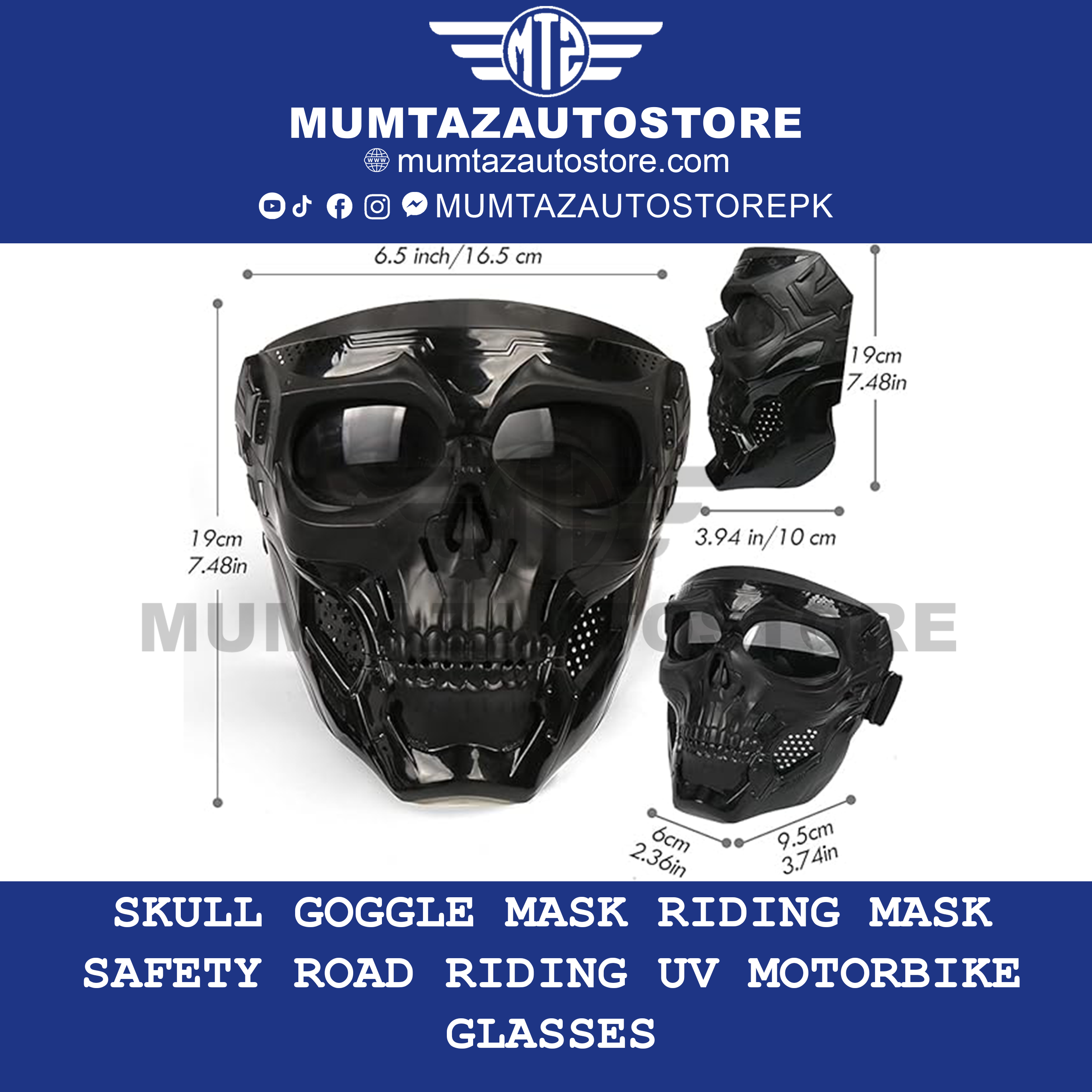Outamateur Skull Goggle Mask Riding Mask Safety Road Riding UV Motorbike Glasses