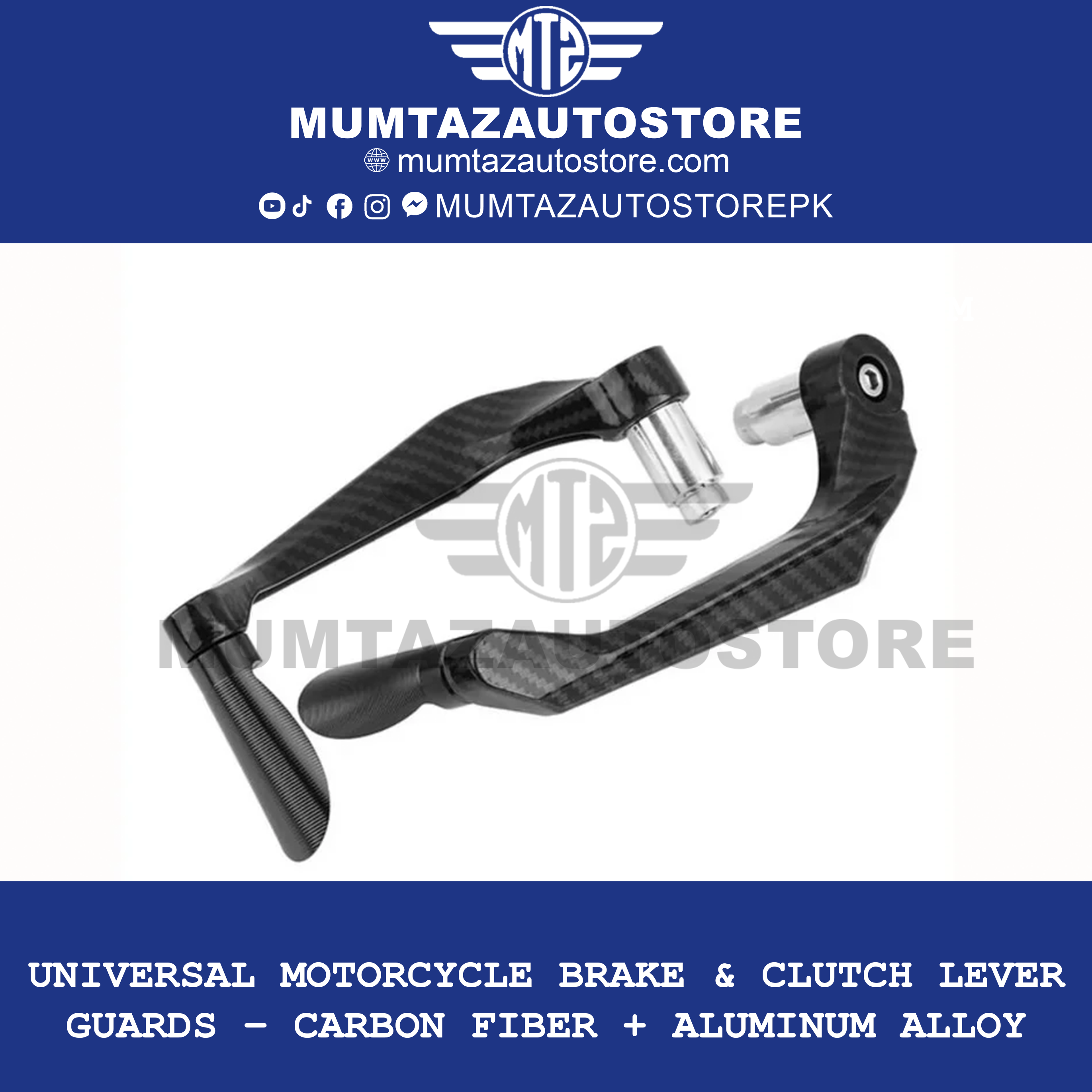 Universal Motorcycle Brake & Clutch Lever Guards – Carbon Fiber + Aluminum Alloy