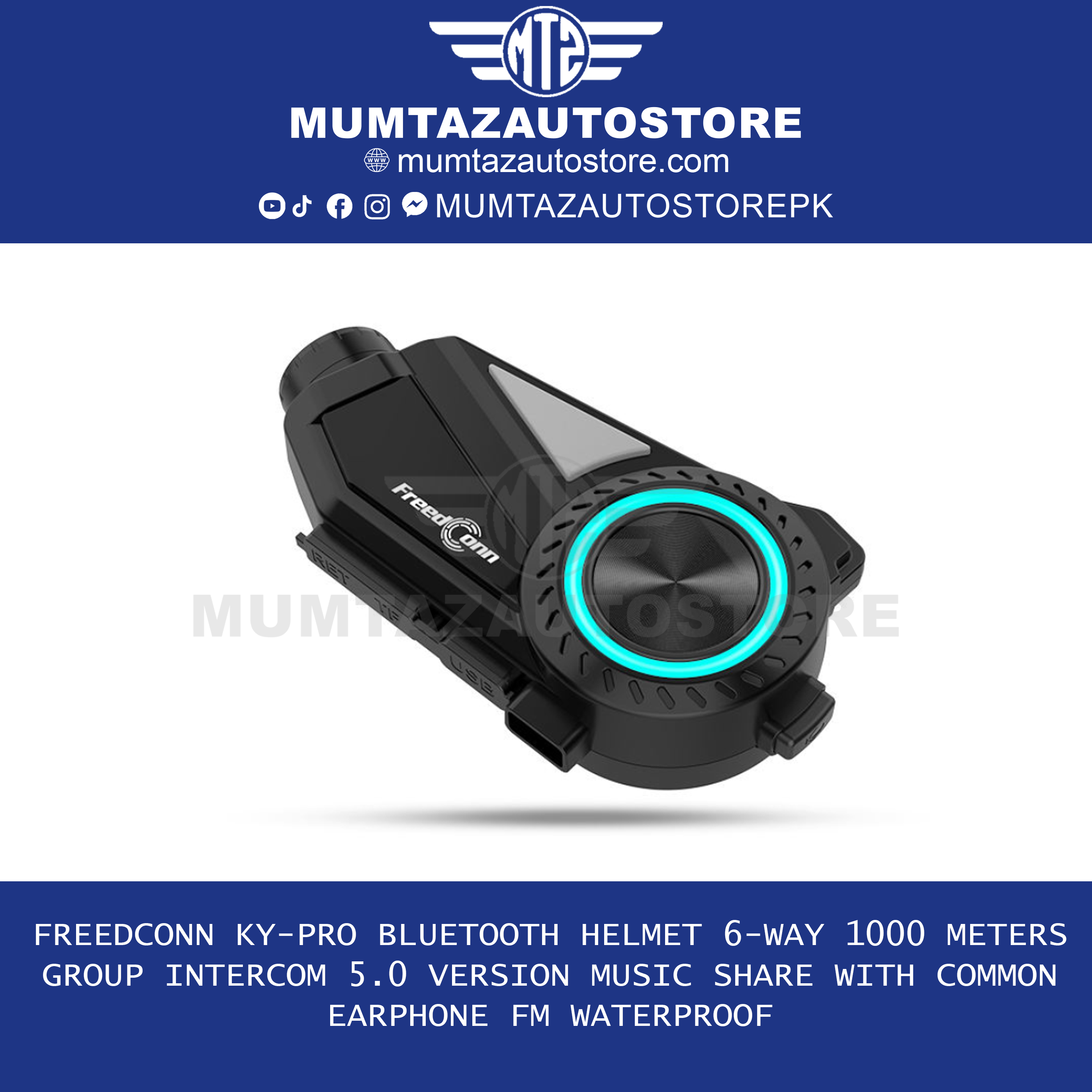 FreedConn R3 PRO Helmet Bluetooth Recorder Headset with 4 Million Dynamic Pixels and 5.1 Bluetooth 6-person 1000m Group Intercom