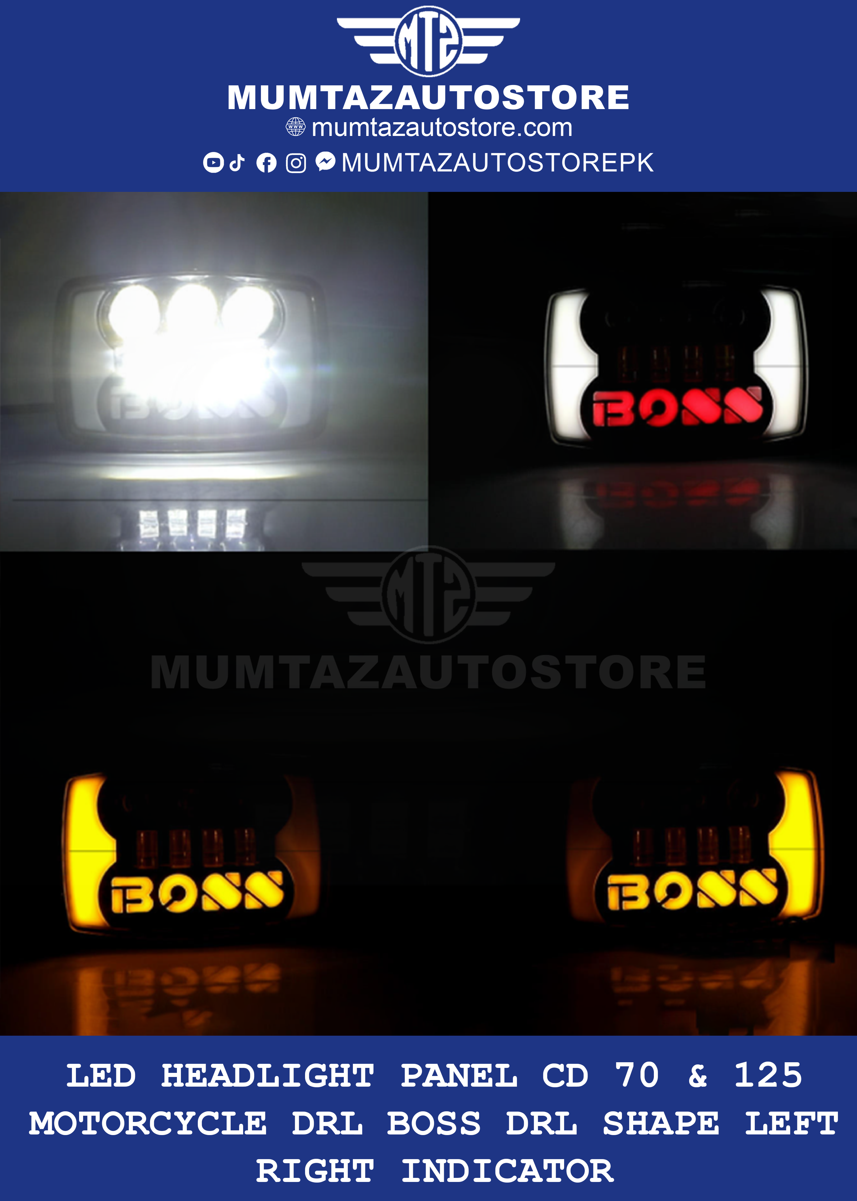 Led HeadLight Panel CD 70 & 125 Motorcycle DRL Boss DRL Shape Left Right Indicator