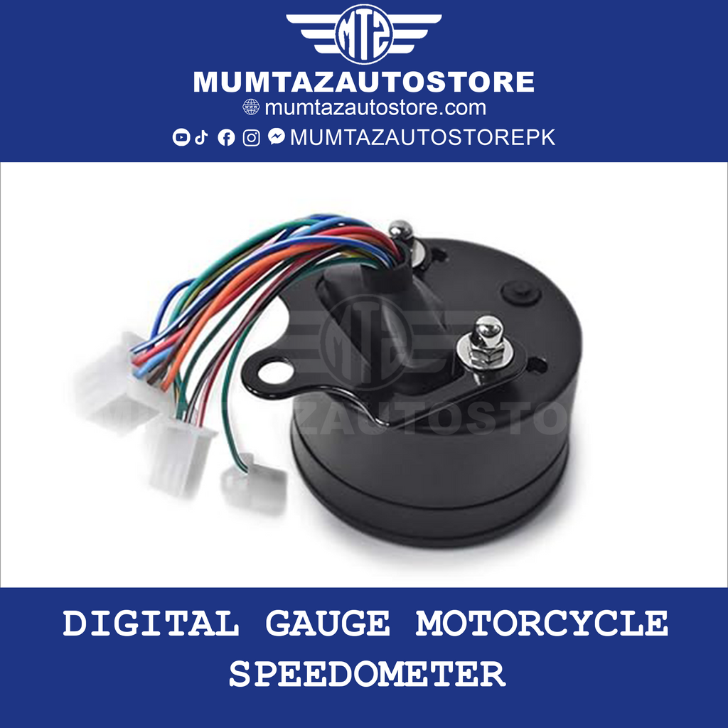 Digital Gauge Motorcycle Speedometer/Tachometer/Odometer MPH KM/H Universal with Multi-Function Indicator Light Display Black