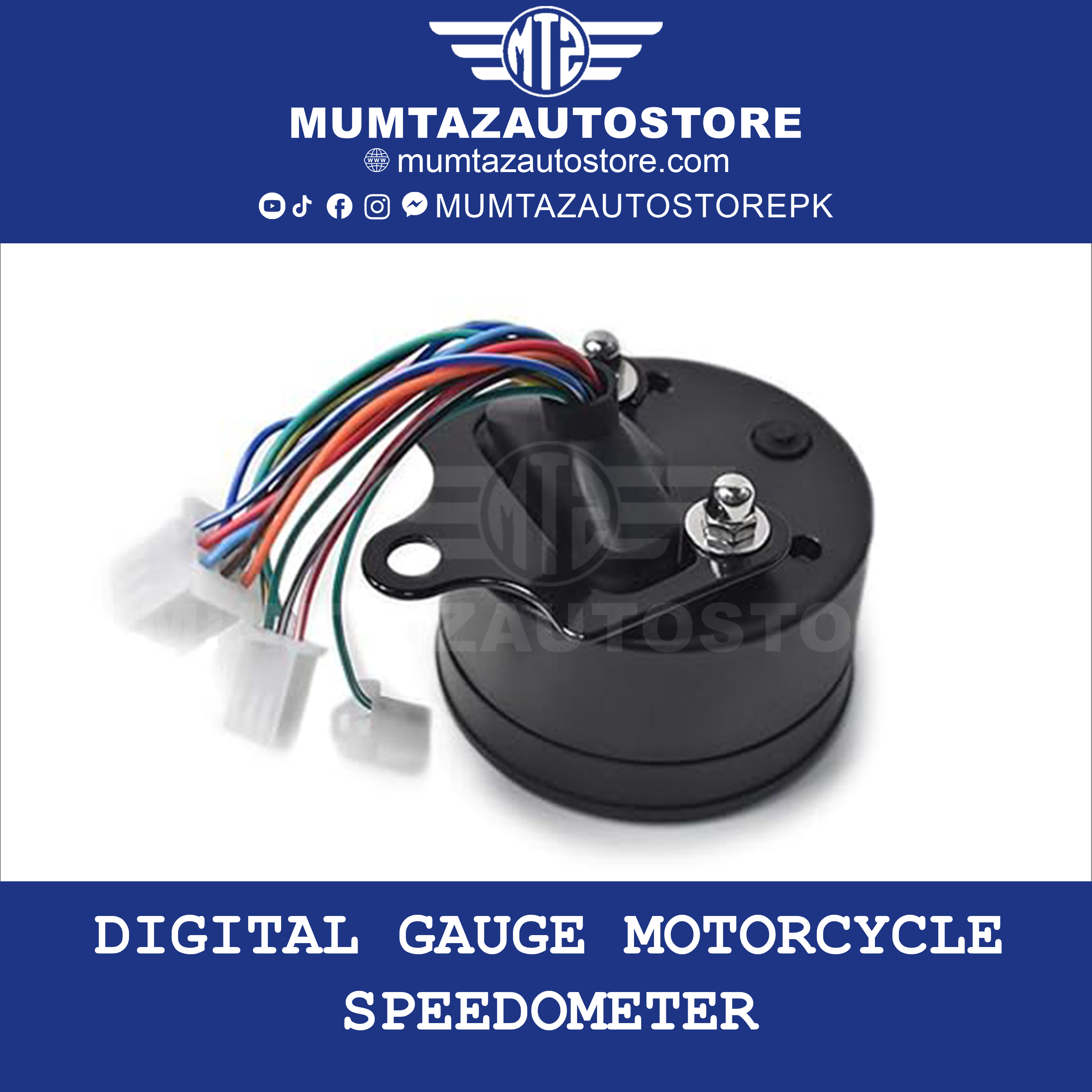 Digital Gauge Motorcycle Speedometer/Tachometer/Odometer MPH KM/H Universal with Multi-Function Indicator Light Display Black