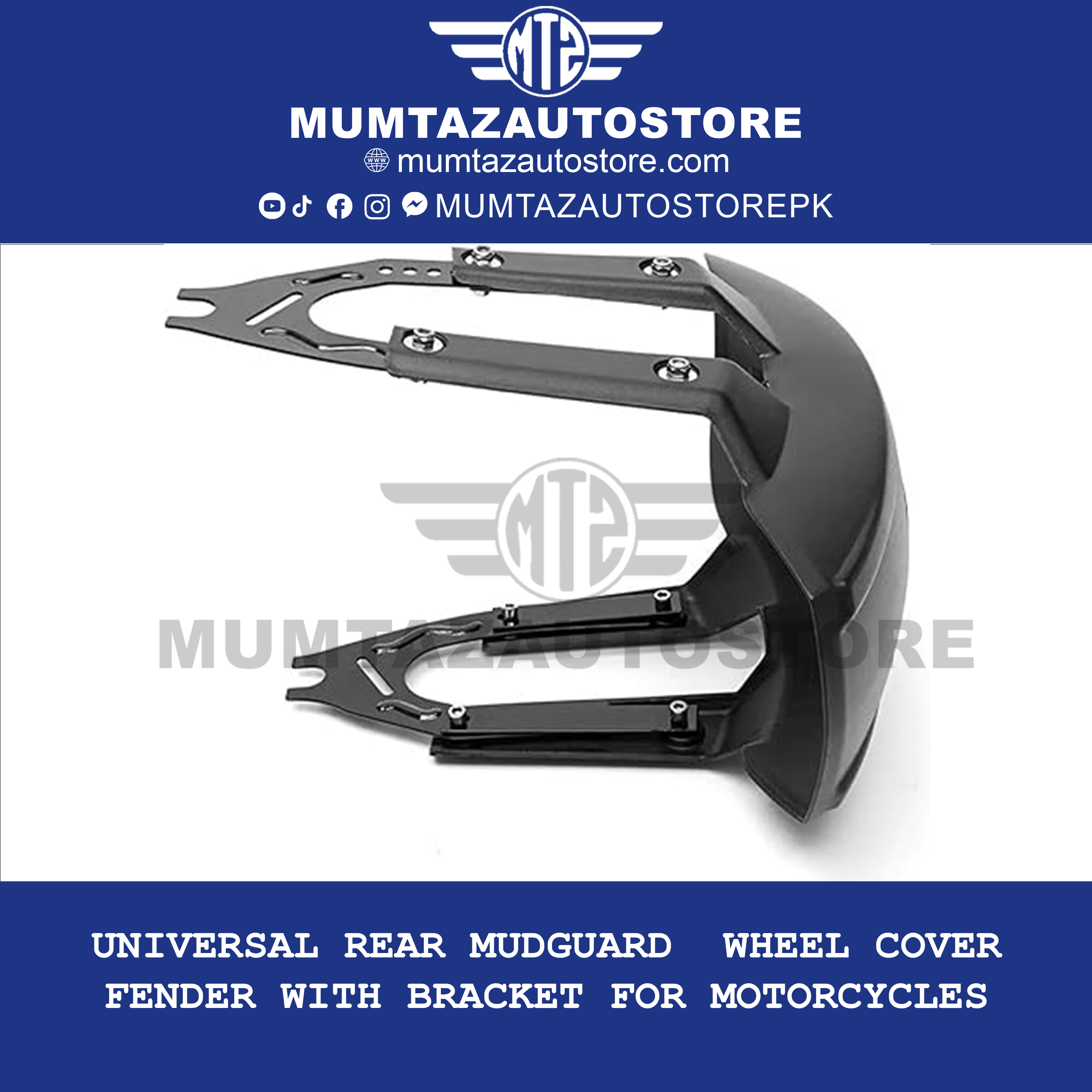 Universal Rear Mudguard / Wheel Cover Fender with Bracket for Motorcycles