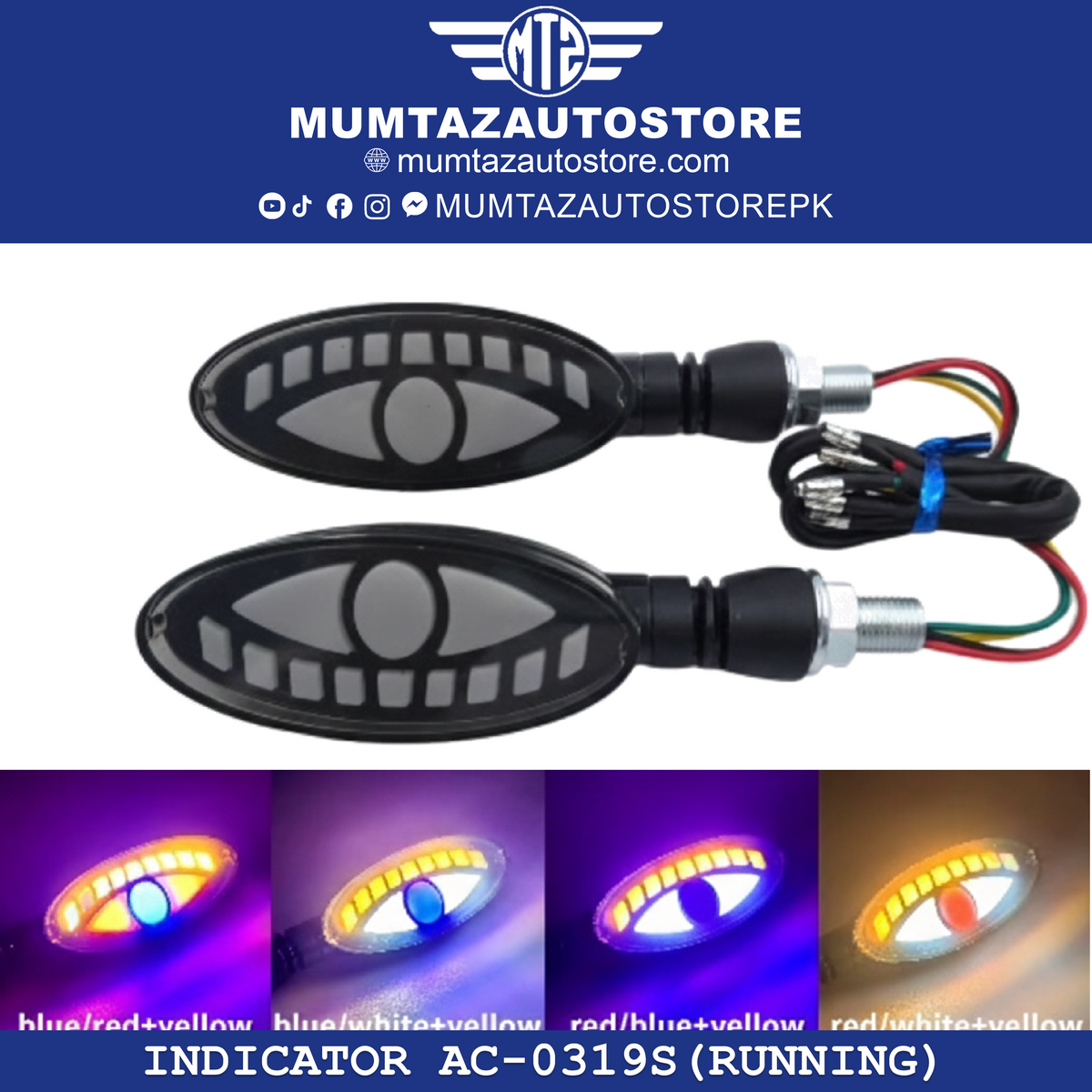 Motorcycle Indicator Running Light | LED Turn Signal DRL Universal AC ...